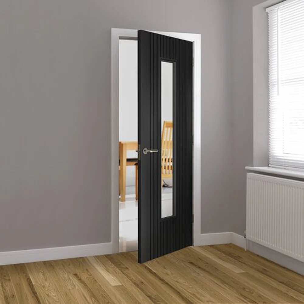 Aria Black Clear Glazed Laminated Internal Door - Image 2