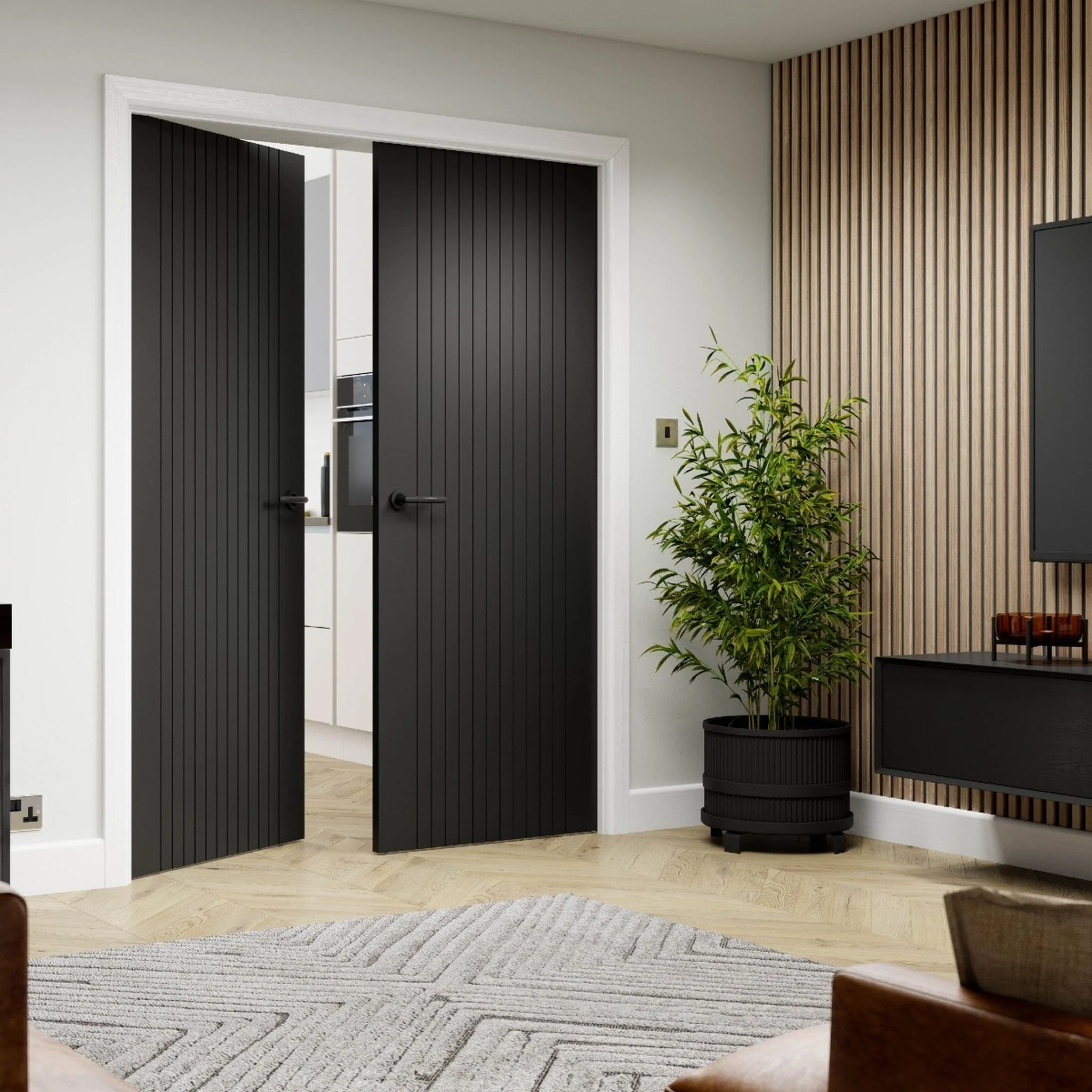 Aria Black Laminated Internal Fire Door - Image 3
