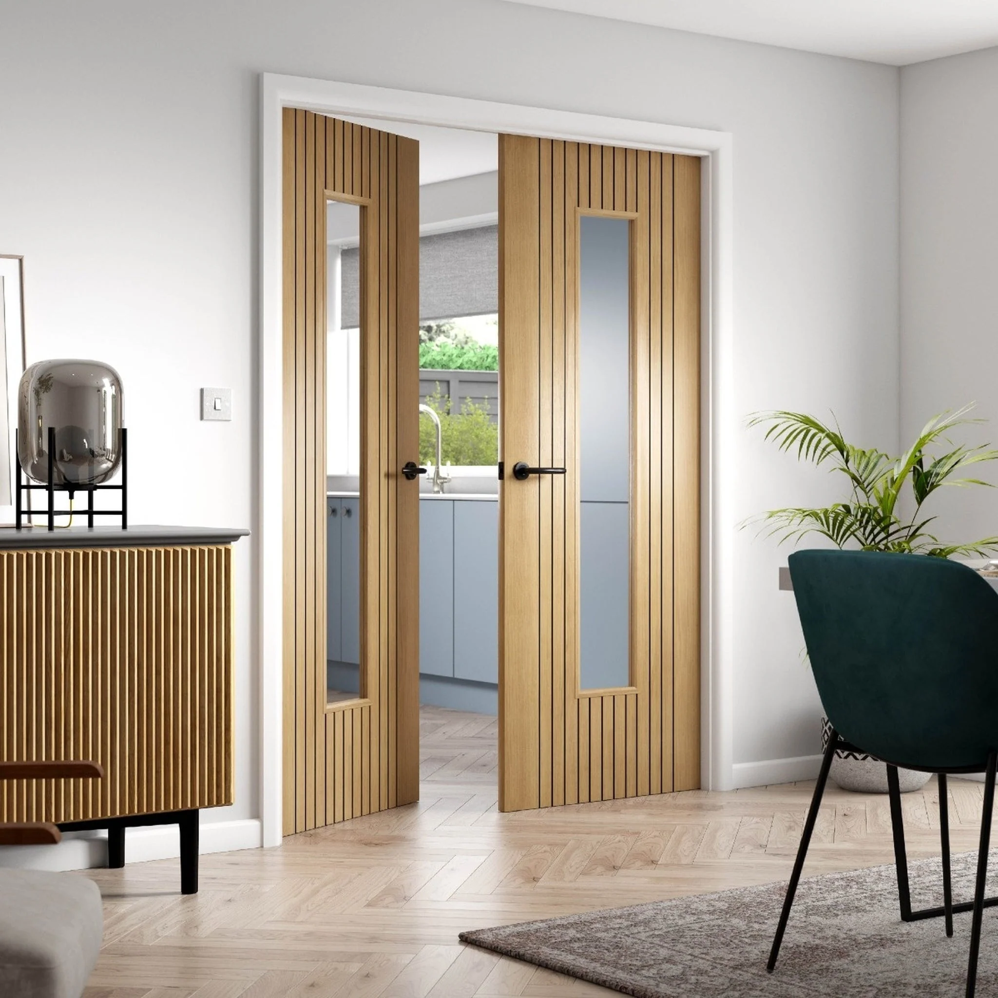Aria Oak Clear Glazed Laminated Internal Door - Image 3