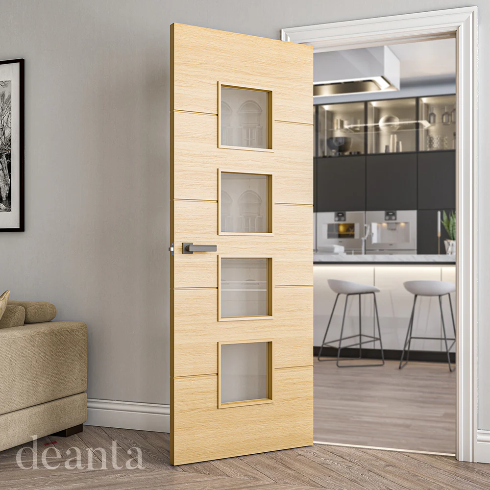 Augusta Internal Engineered Glazed Prefinished Oak Internal Doors - Image 3