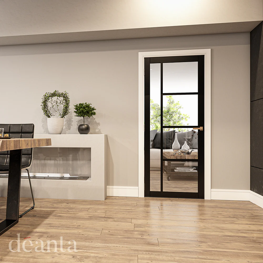 Brixton Black Prefinished Clear Glazed Internal Door - Image 3