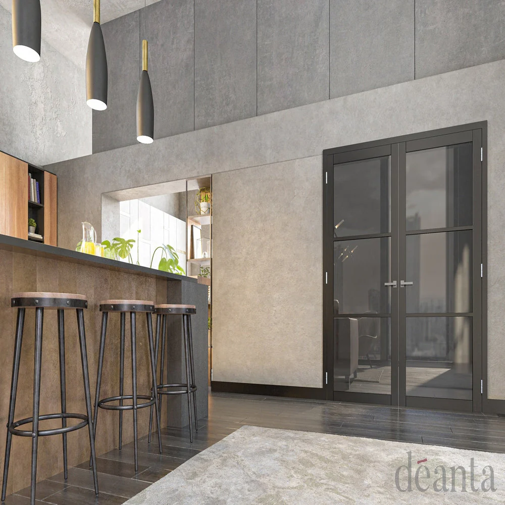 Camden Black Prefinished Tinted Glazed Internal Door - Image 3