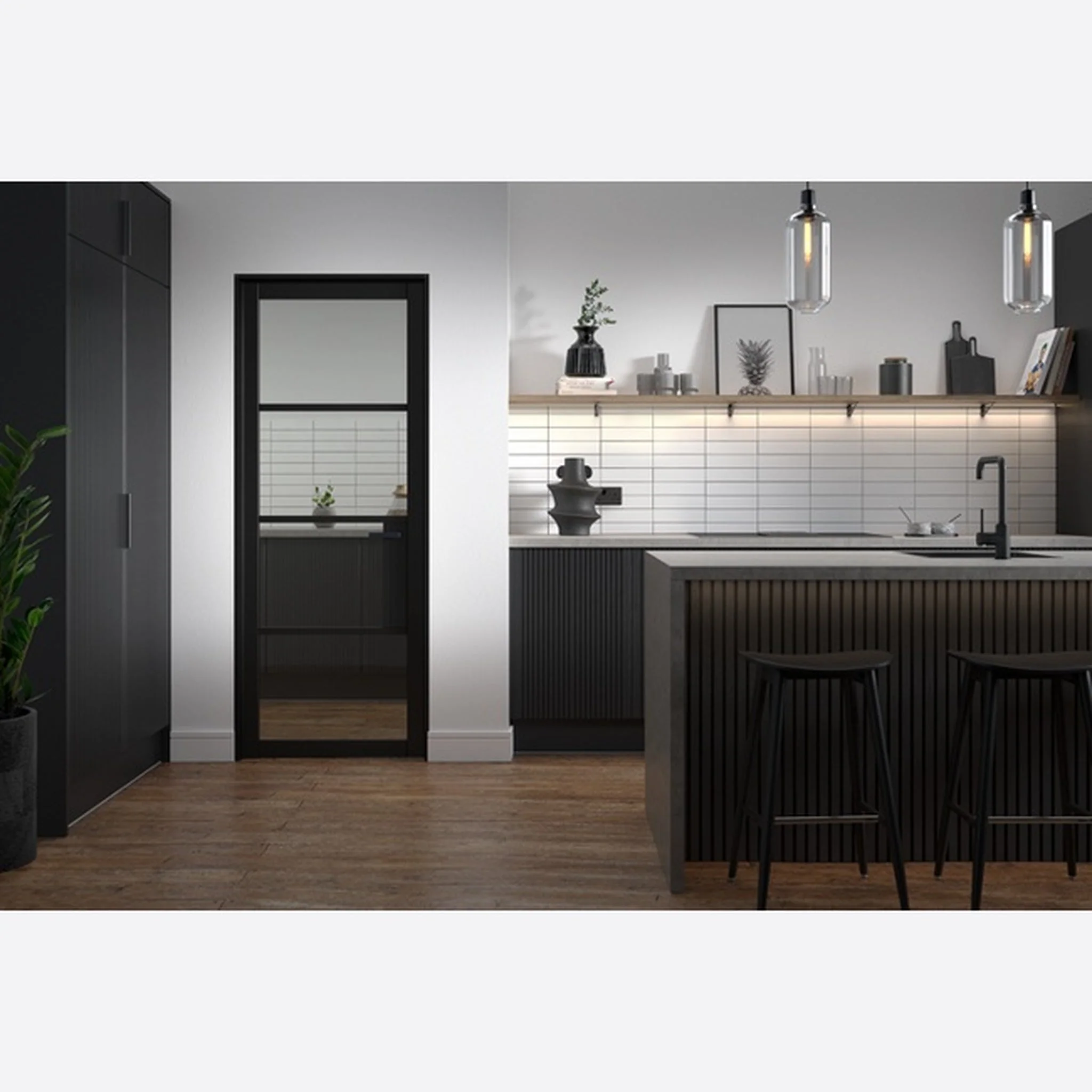Chelsea Prefinished Black Clear Glazed Internal Door - Image 2