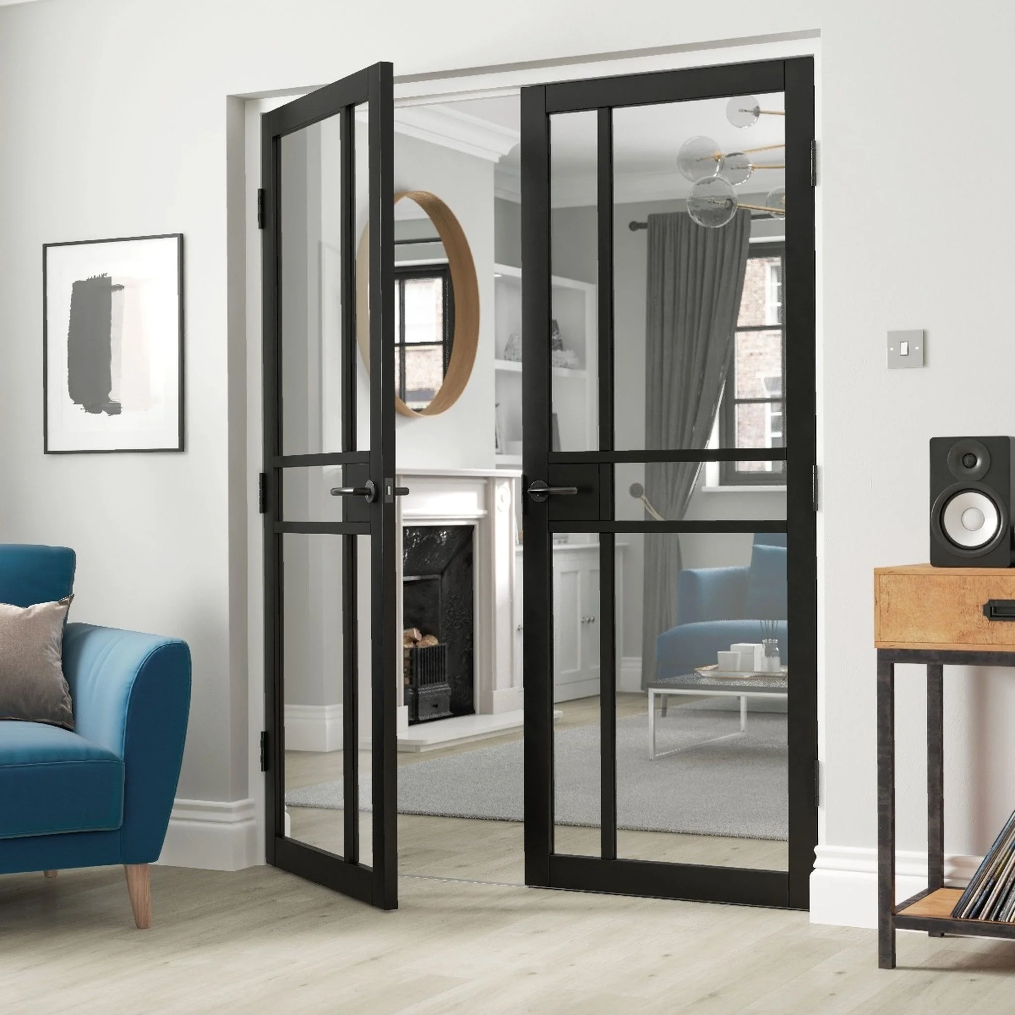 City Black Clear Glass Internal Door - Image 4