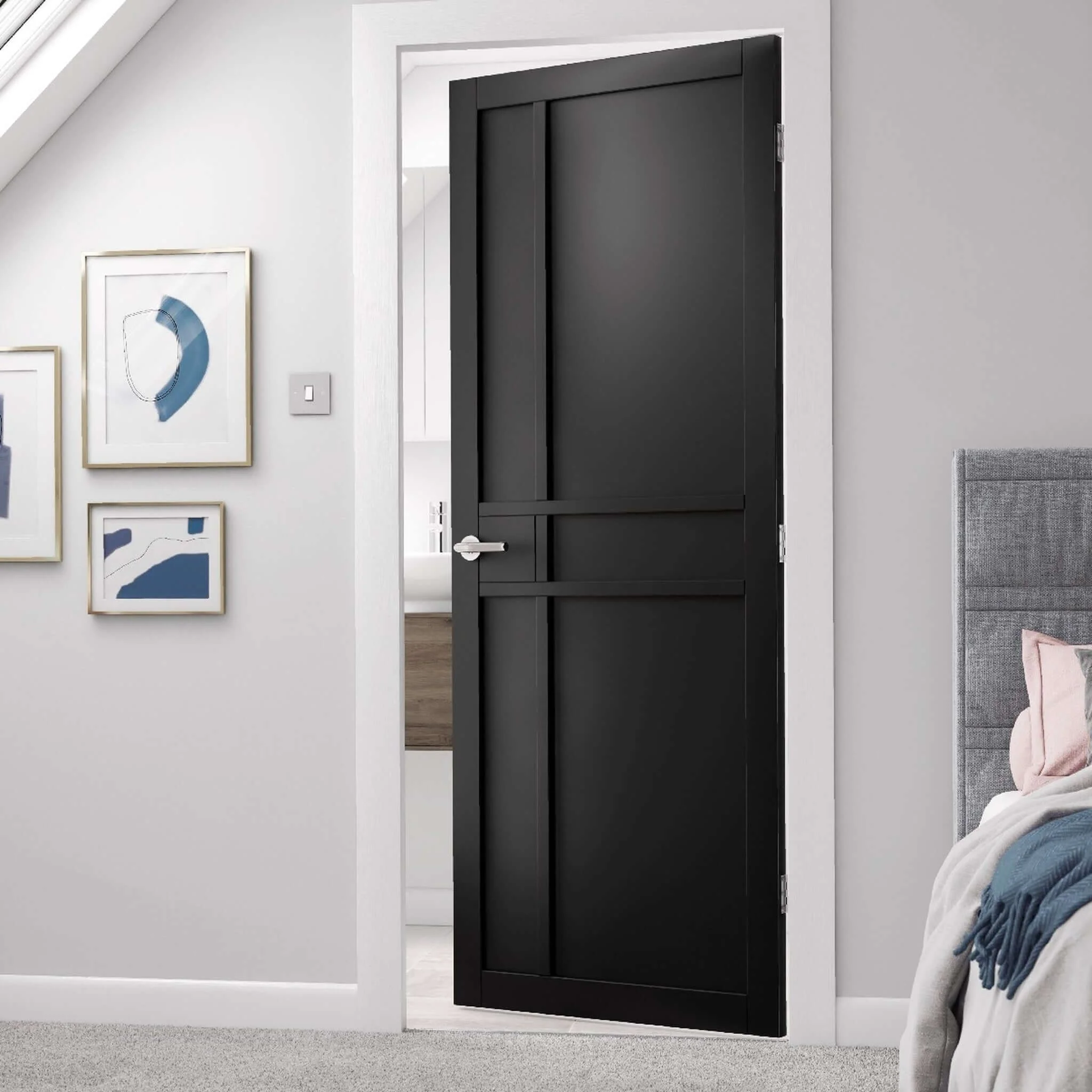 City Black Prefinished Internal Door - Image 4