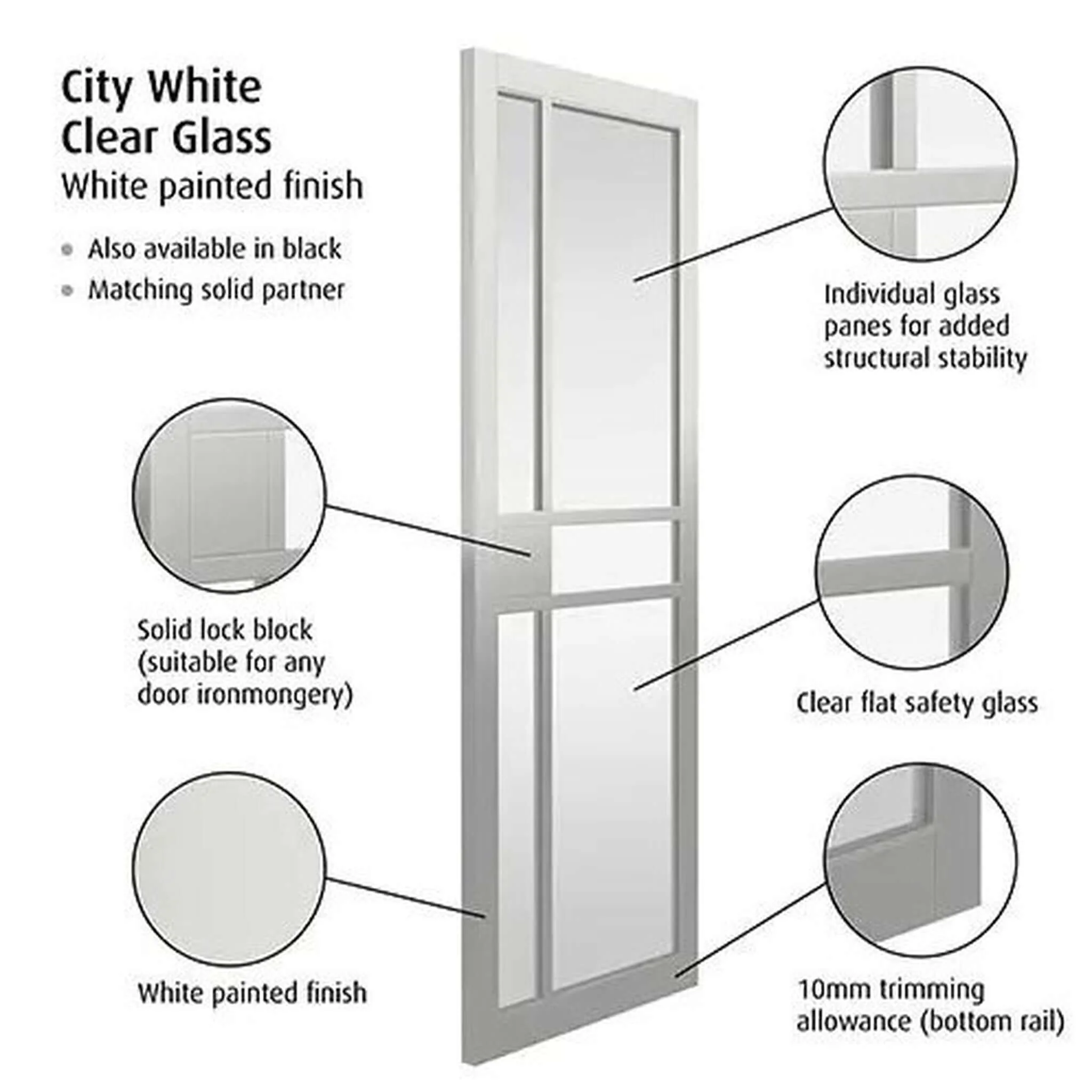 City White Clear Glass Internal Door - Image 3