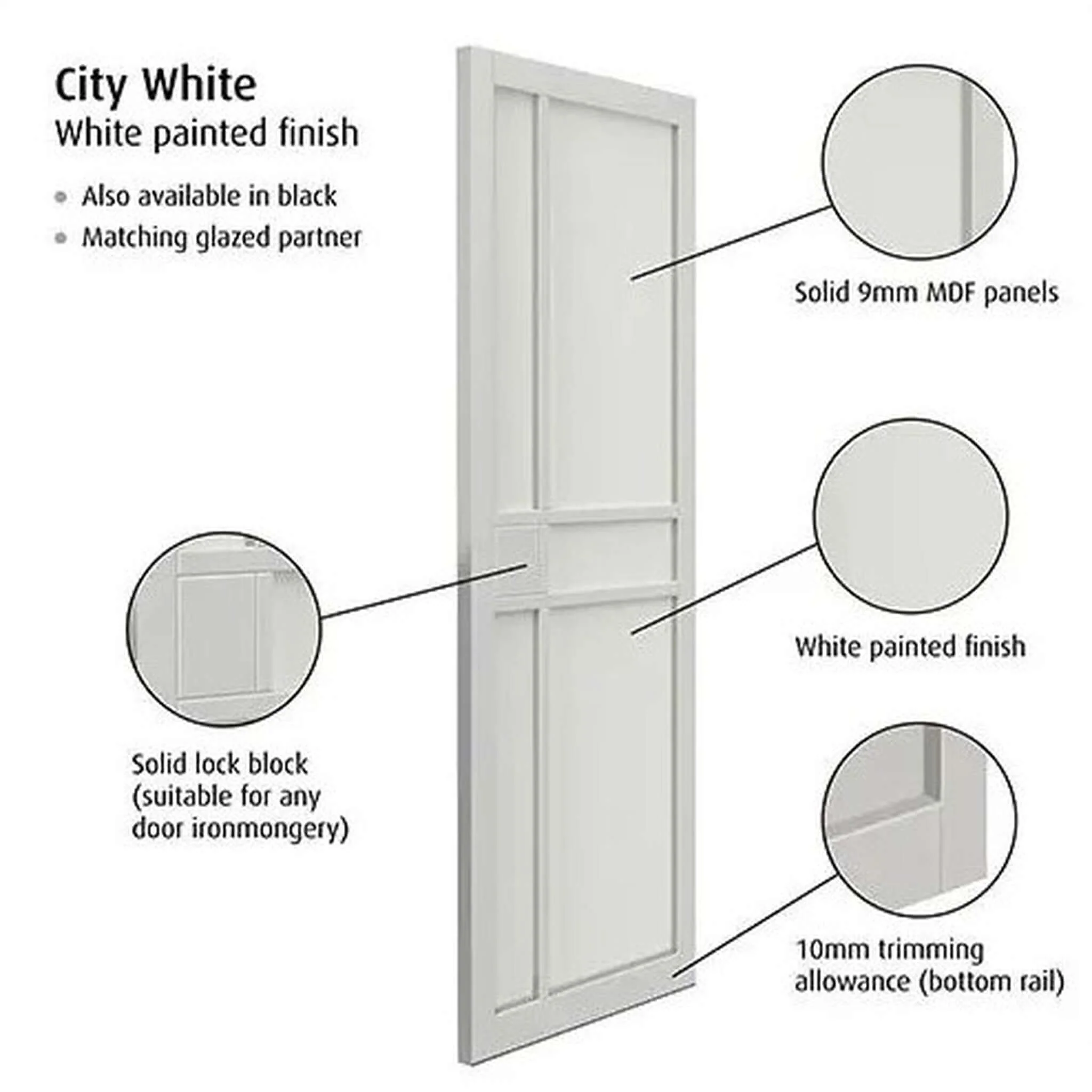 City White Prefinished Internal Door - Image 2