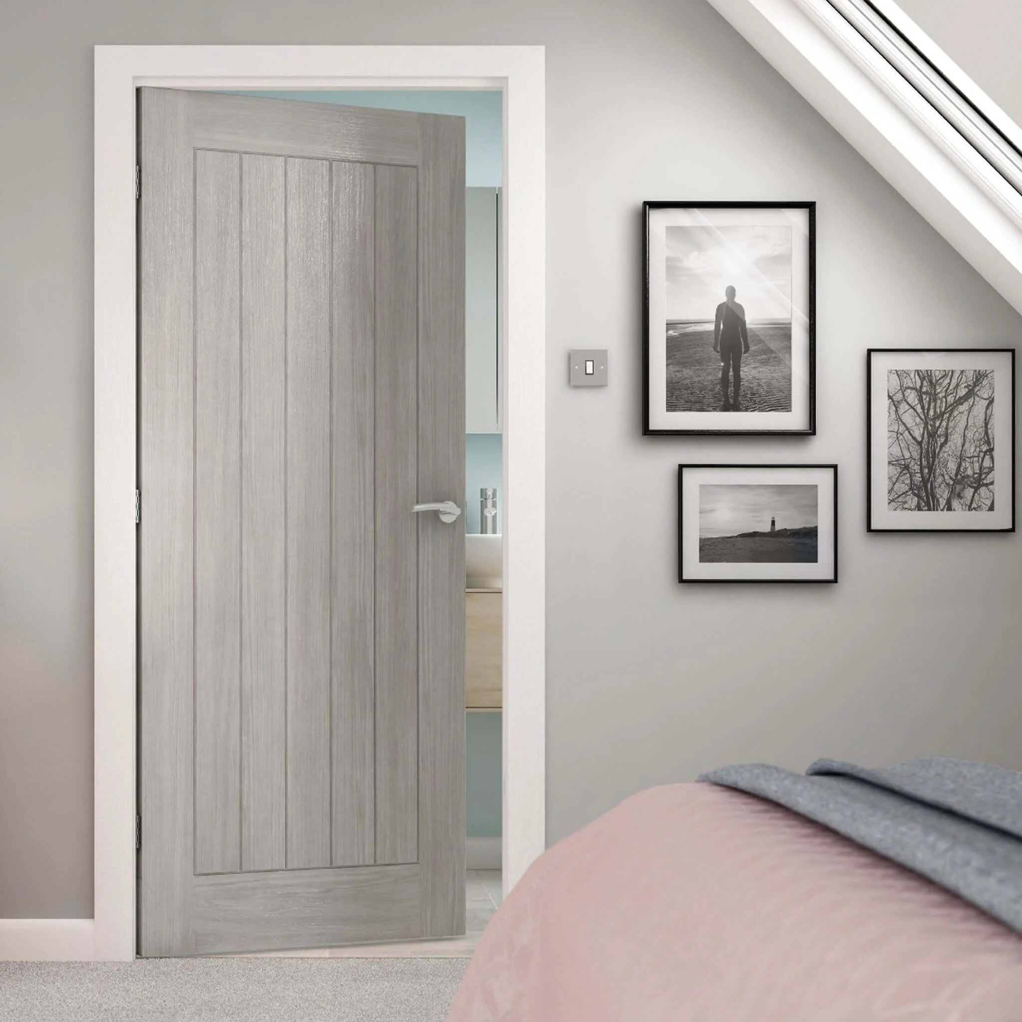 Colorado Light Grey Laminate FD30 Fire Door - Image 2