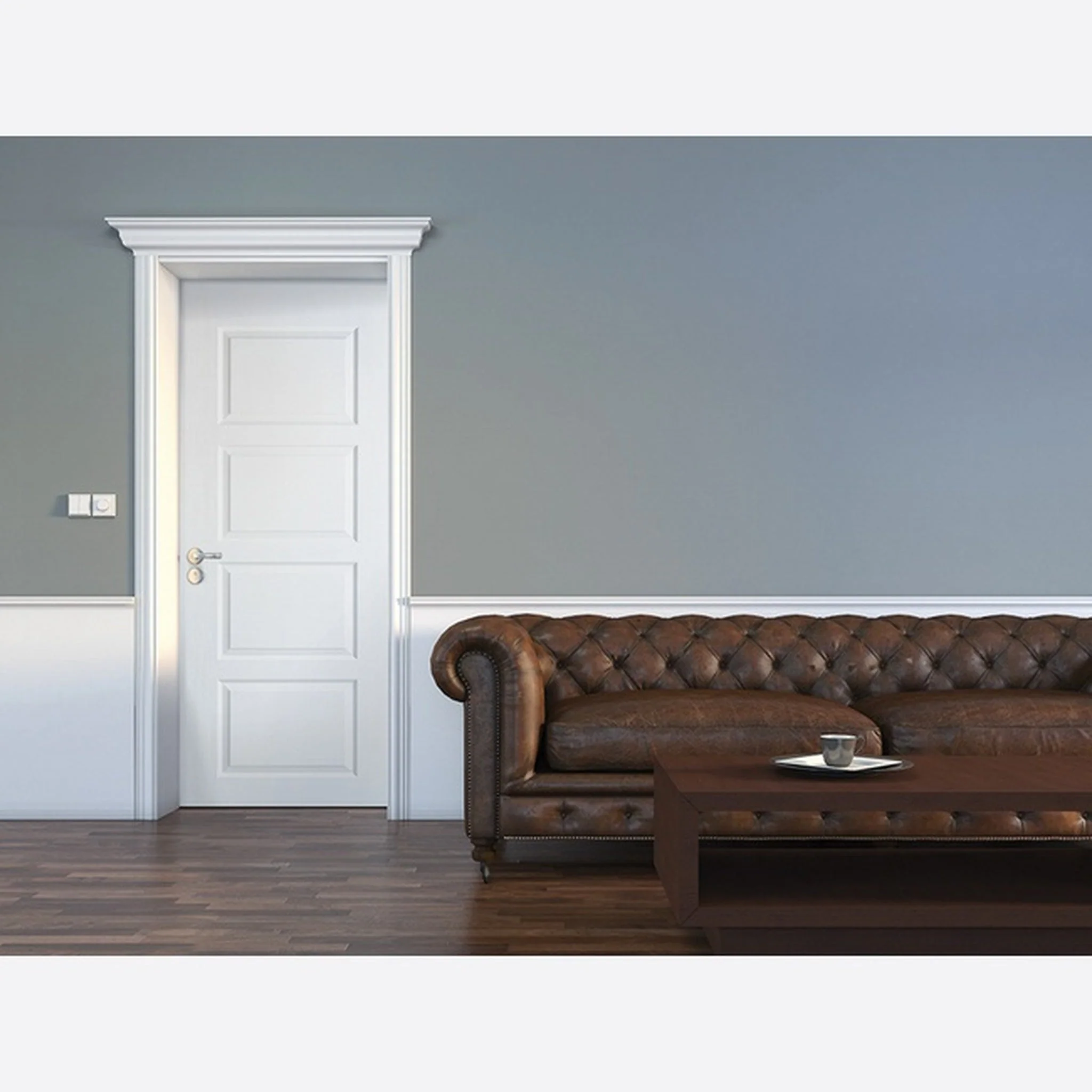 Contemporary 4 Panel White Primed Fire Door - Image 2