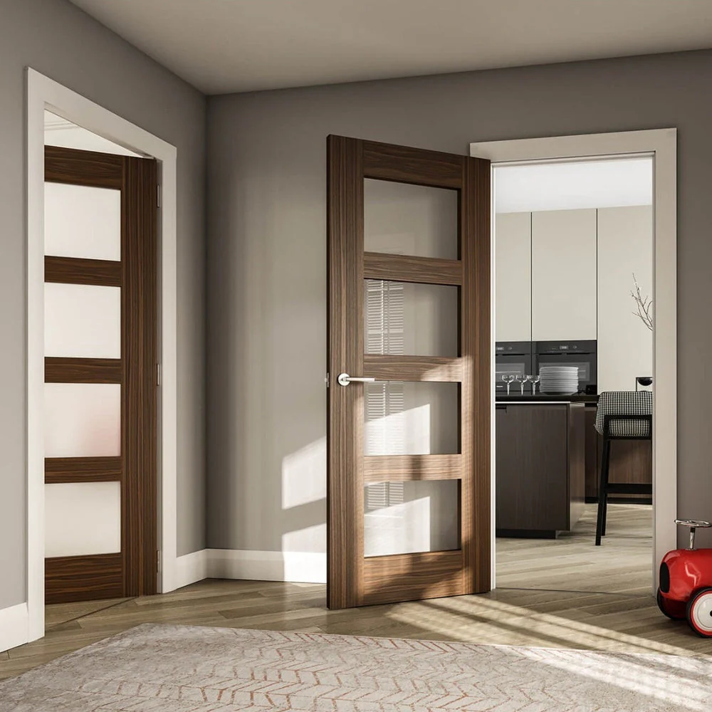 Coventry Prefinished Glazed Walnut Door Clear Glass - Image 3