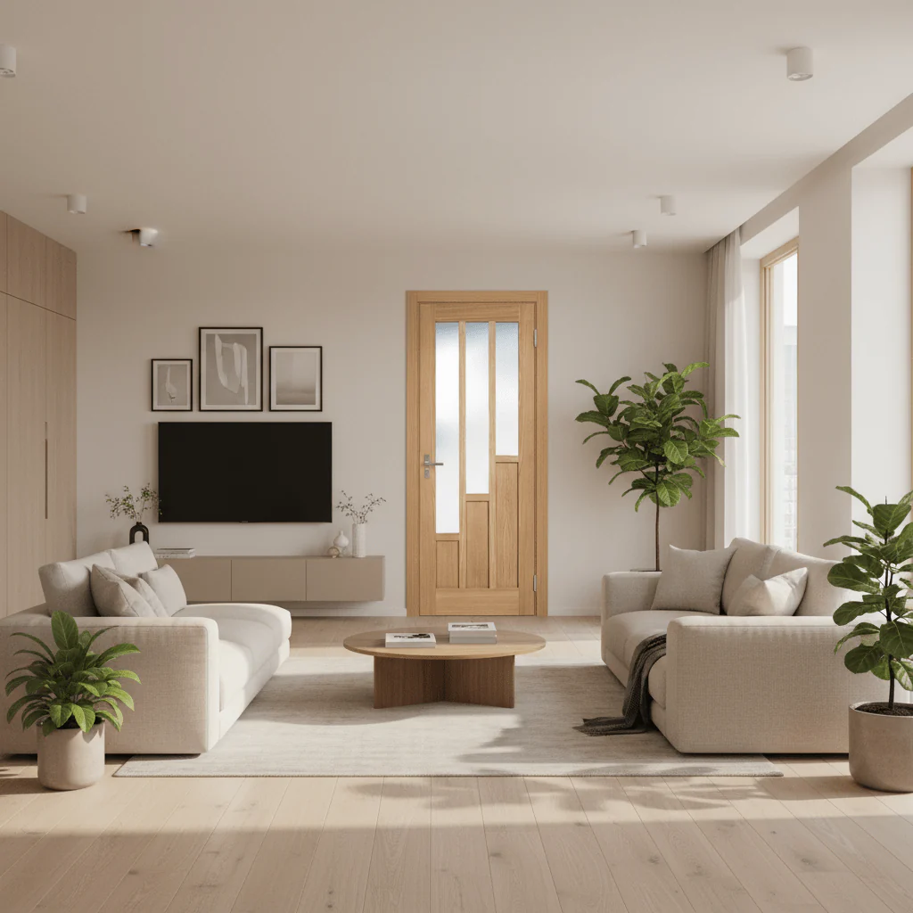 Coventry Prefinished Oak Clear Glazed 6 Panel Internal Door - Image 2