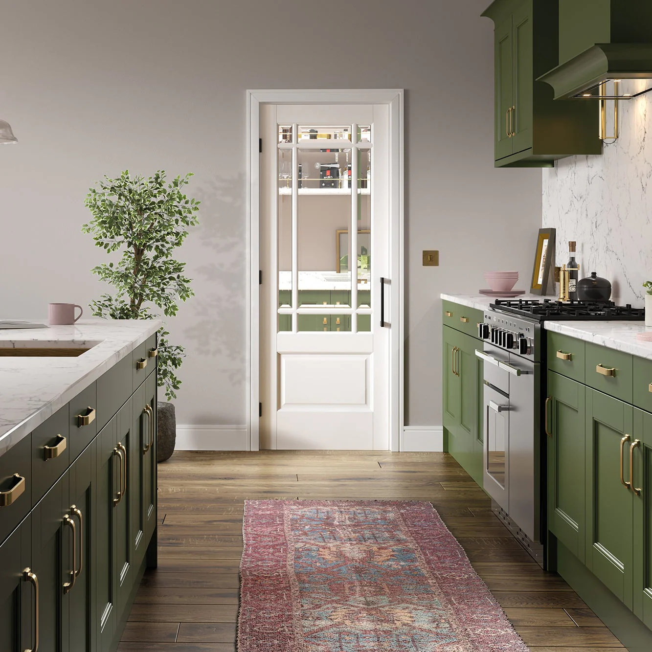 Downham White Primed 9L Clear Glazed Internal Door - Image 2