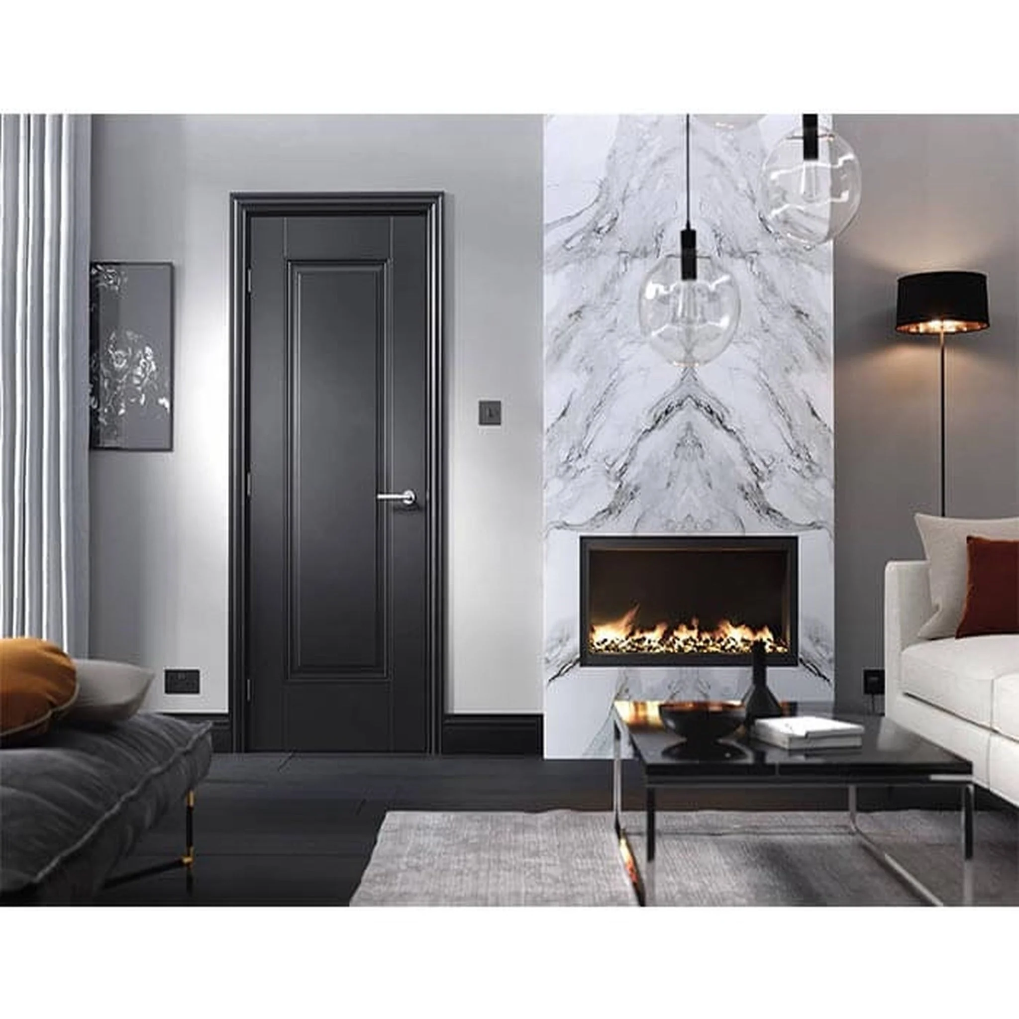 Eindhoven Black Primed 1 Panel Internal Door - Image 2