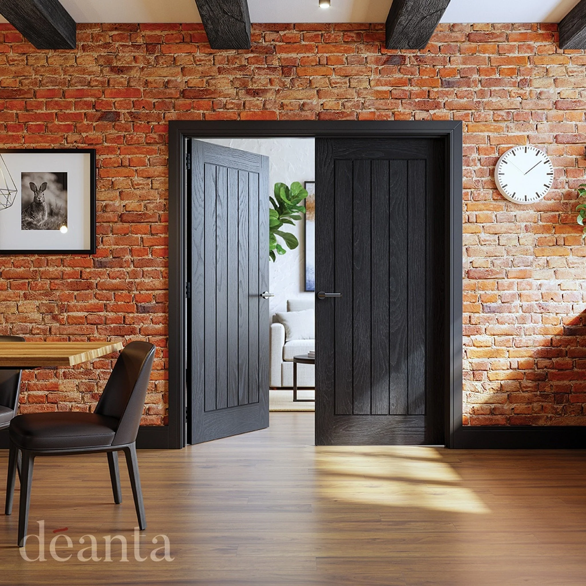Ely Brushed Black Oak FD30 Door - Image 3