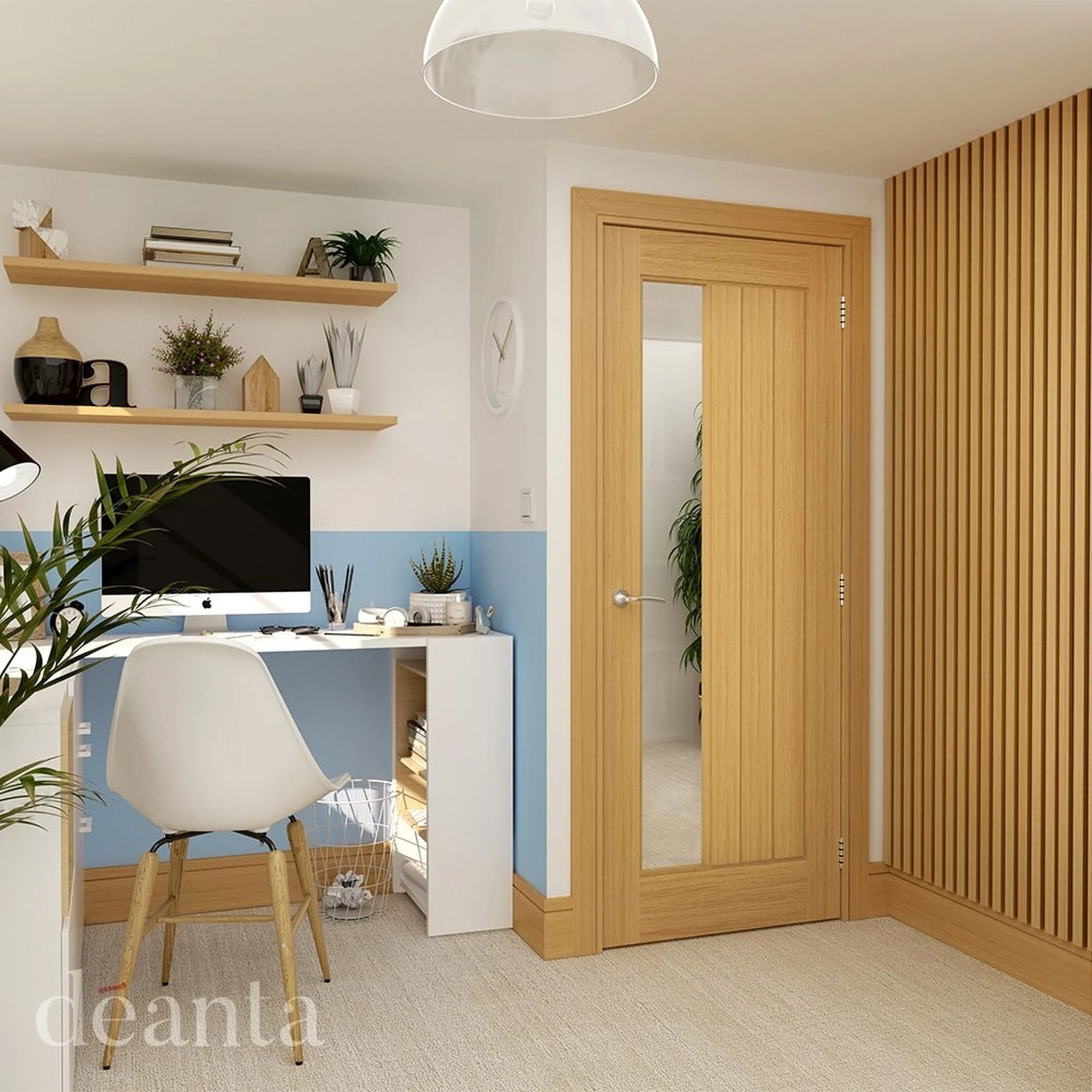 Ely Prefinished Oak 1SL Glazed FD30 Fire Door - Image 3