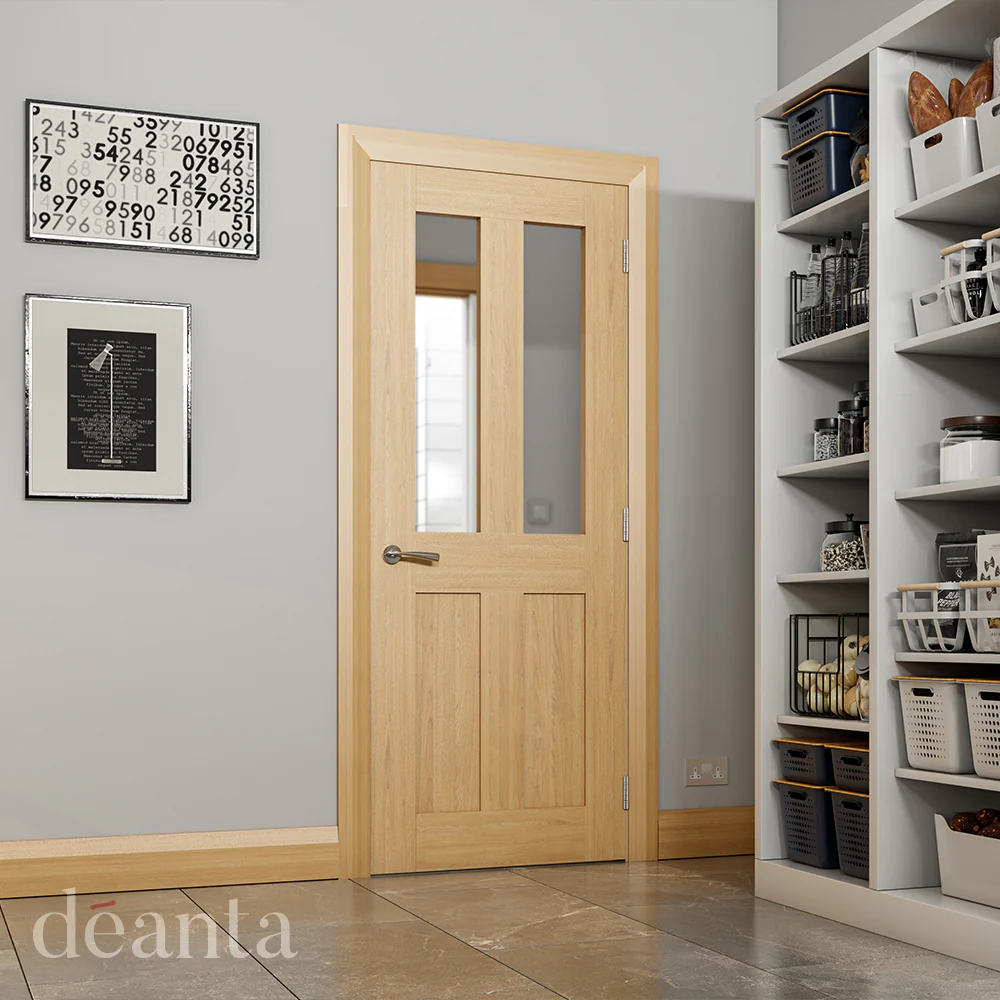 Eton Flat Panel Glazed Oak Door - Image 3