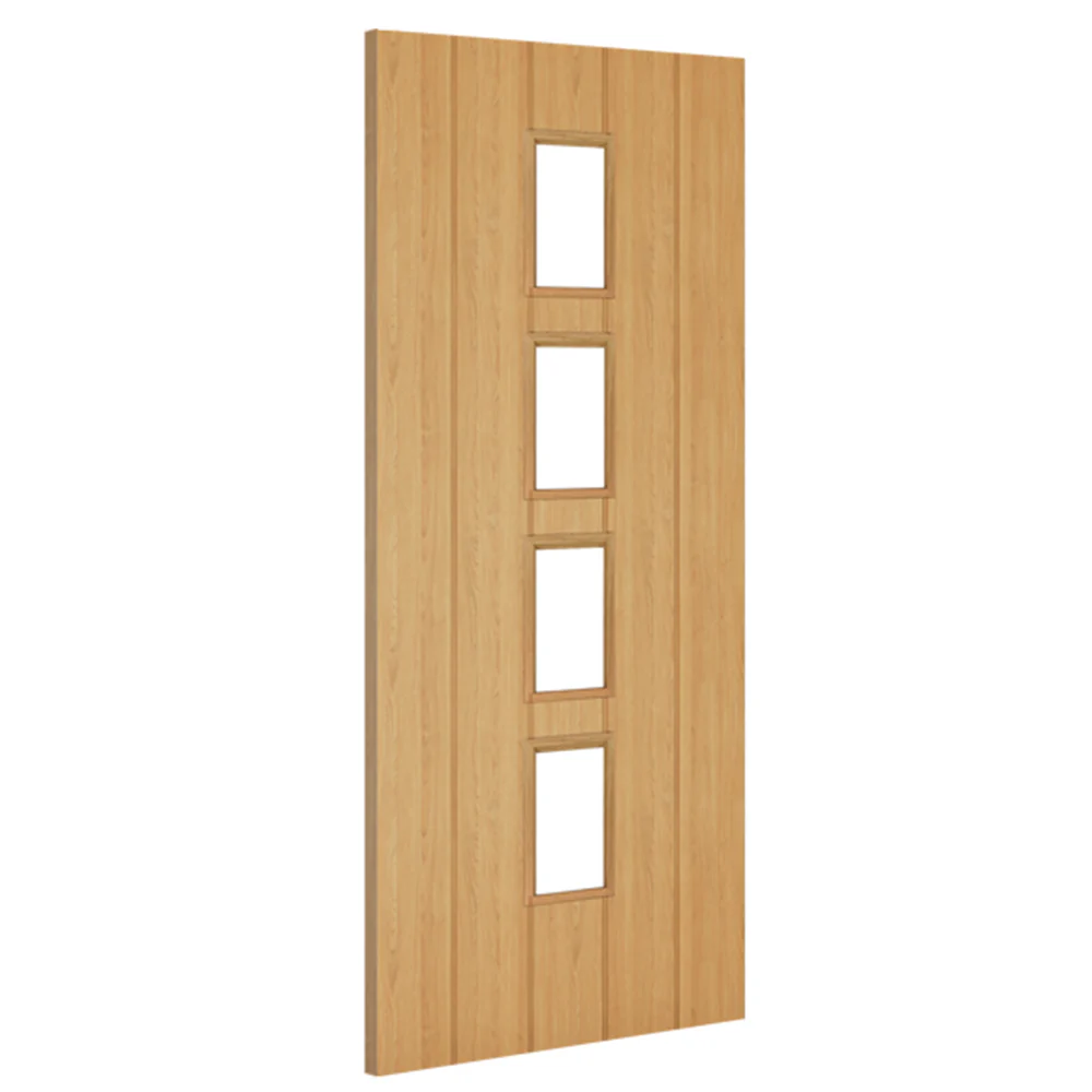 Galway Vertical Panel Glazed Oak Door - Image 2