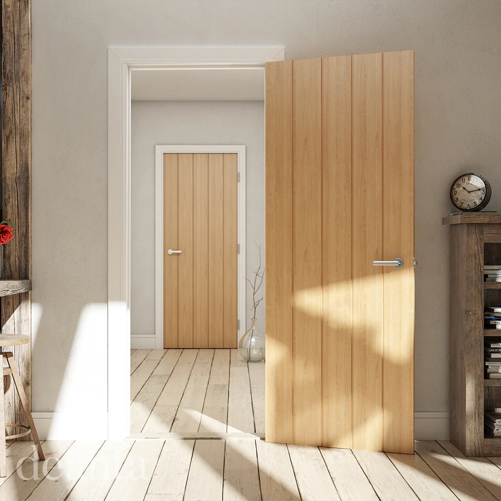 Galway Vertical Panel Oak Fire Door - Image 3