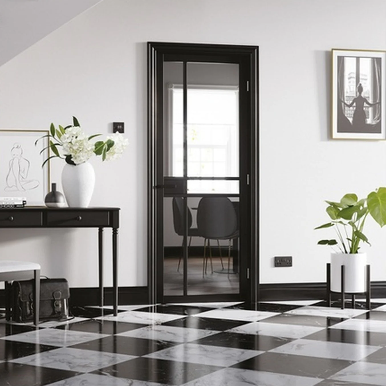 Greenwich Black Glazed Internal Door - Image 2