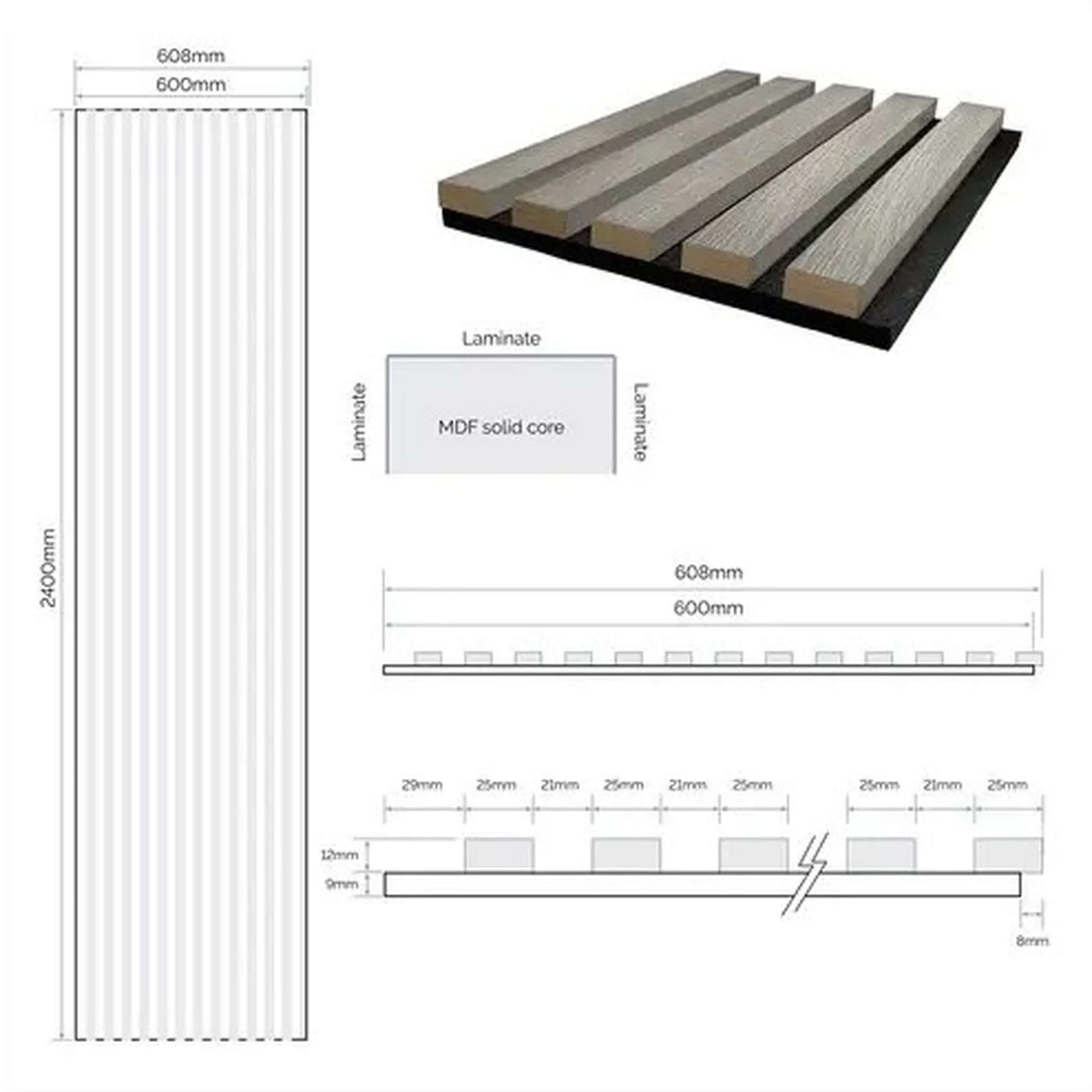 JB Kind Light Grey Laminate Acoustic Wall Panel - Image 5
