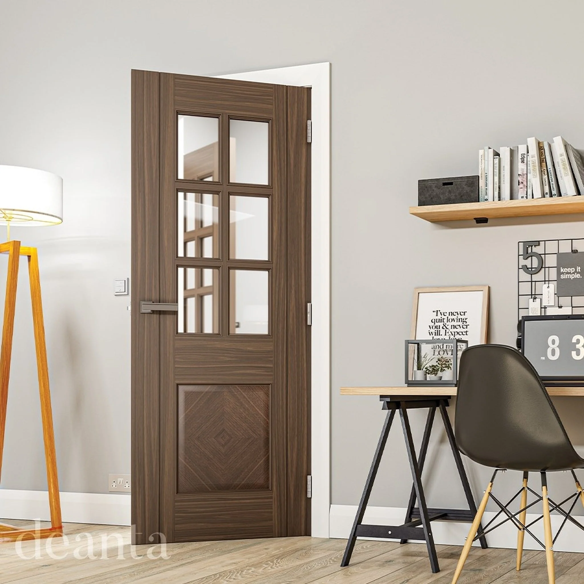 Kensington Prefinished Glazed Walnut Door - Image 3