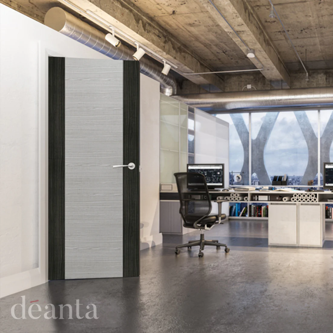 Light Grey Flush Dark Grey Edges Prefinished Internal FD30 Fire Door - Image 3