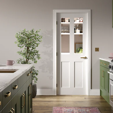 London Primed White Grain Glazed 2L Internal Door - Image 2