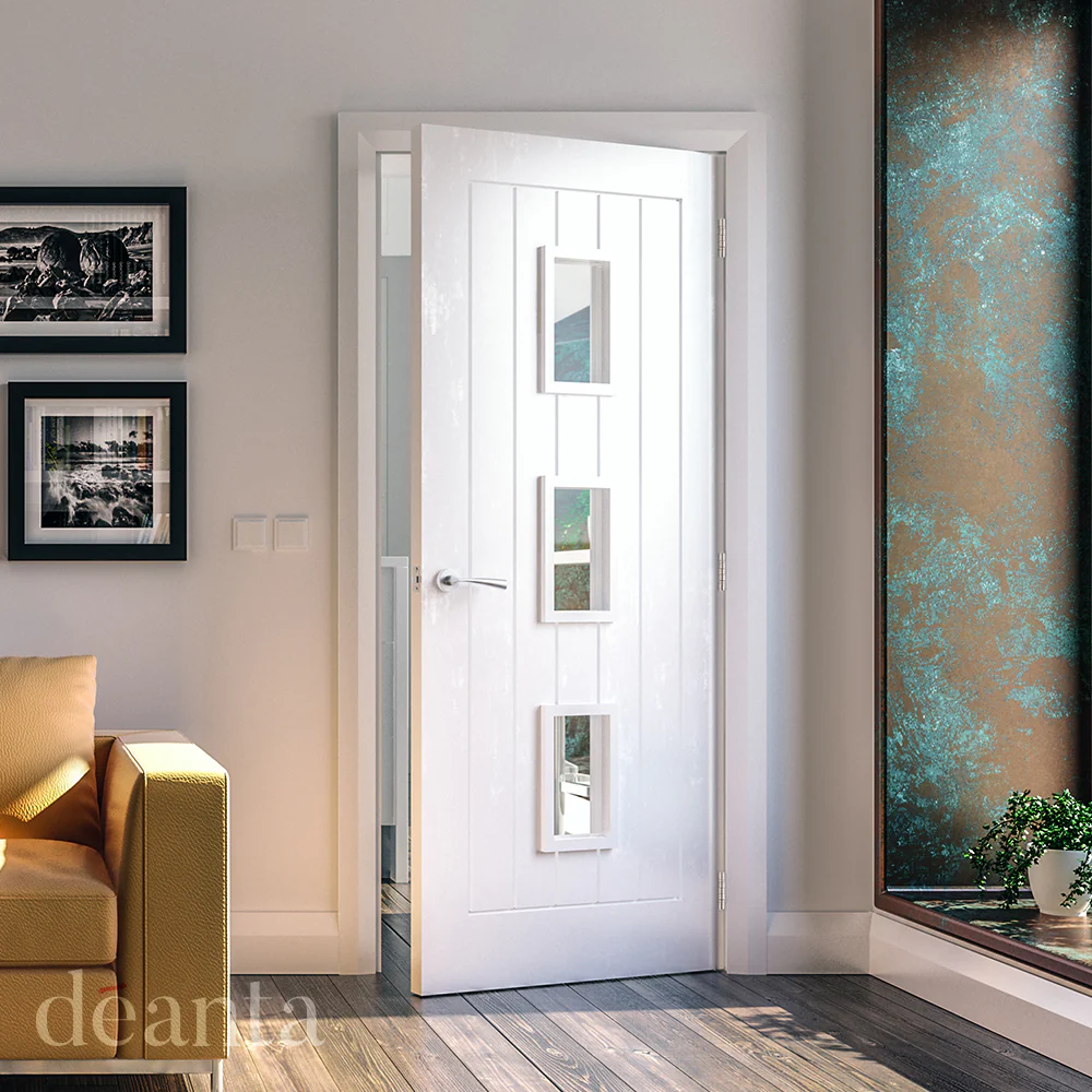 Mexicana Ely Clear Glazed White Primed Door - Image 3