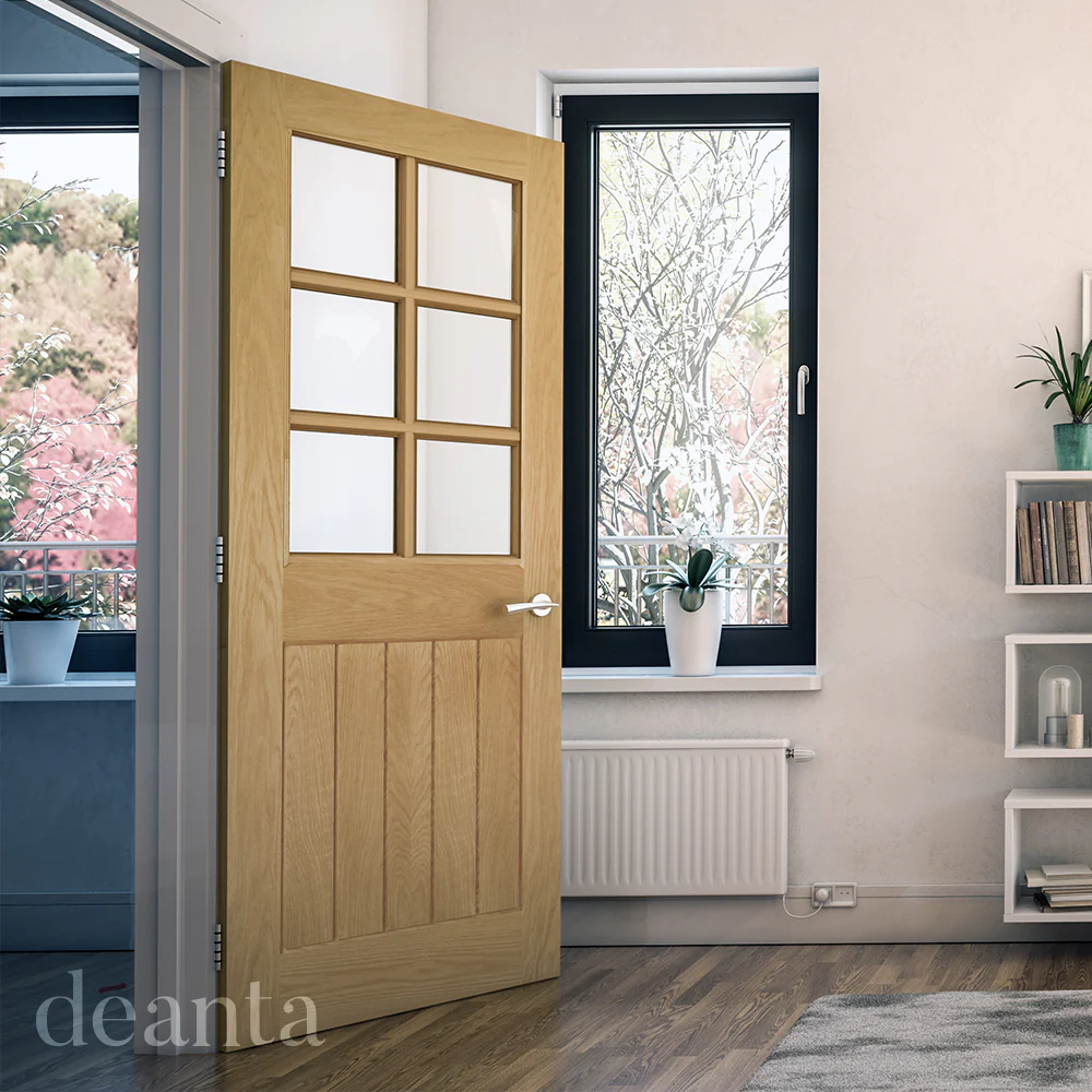 Mexicana Ely Internal Oak 6L Glazed Door - Image 3