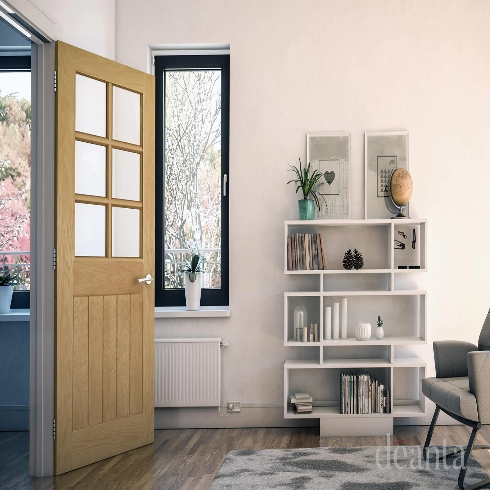 Mexicana Ely Prefinished Internal Oak Glazed Door - Image 3