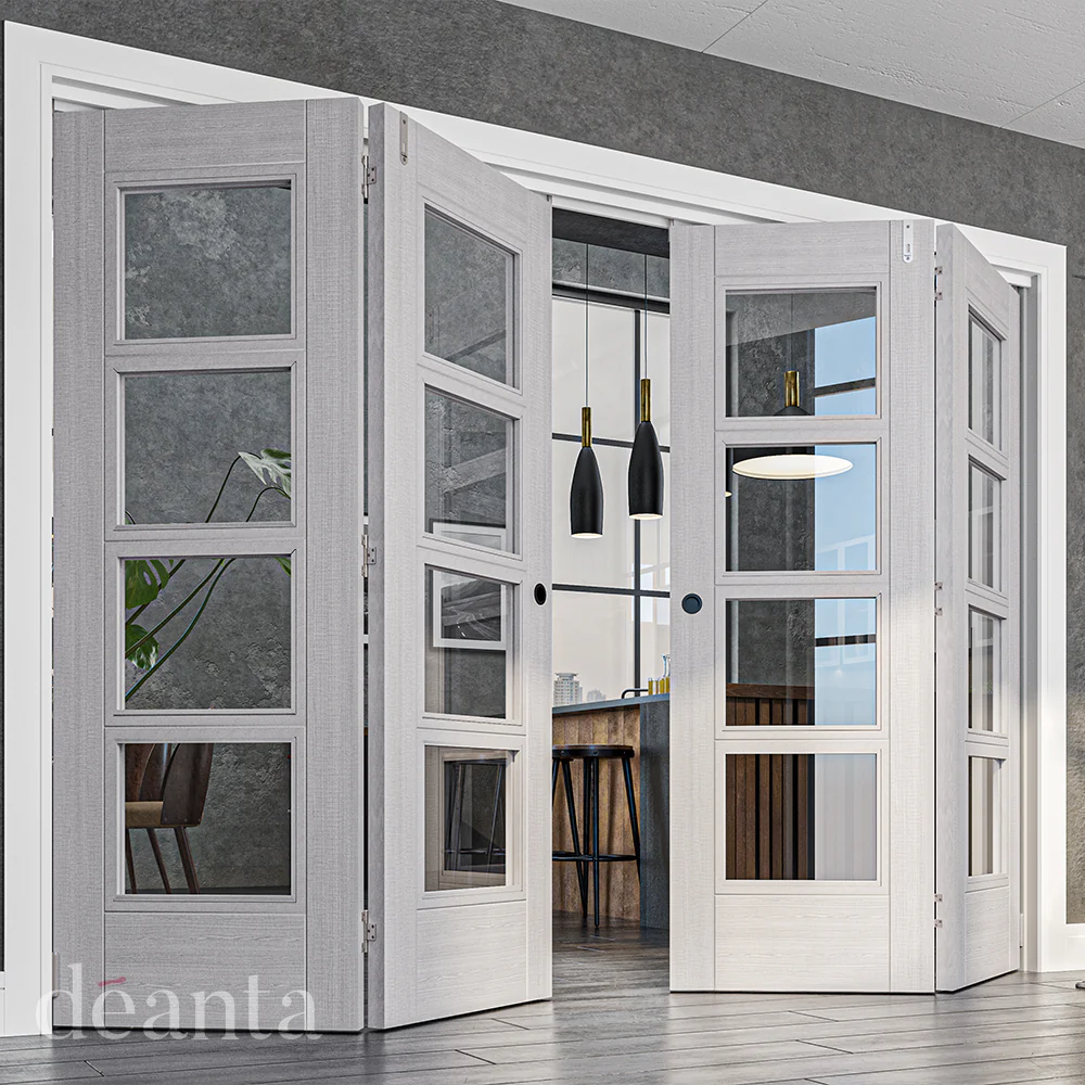 Montreal Glazed Prefinished Light Grey Ash Fire Door - Image 3
