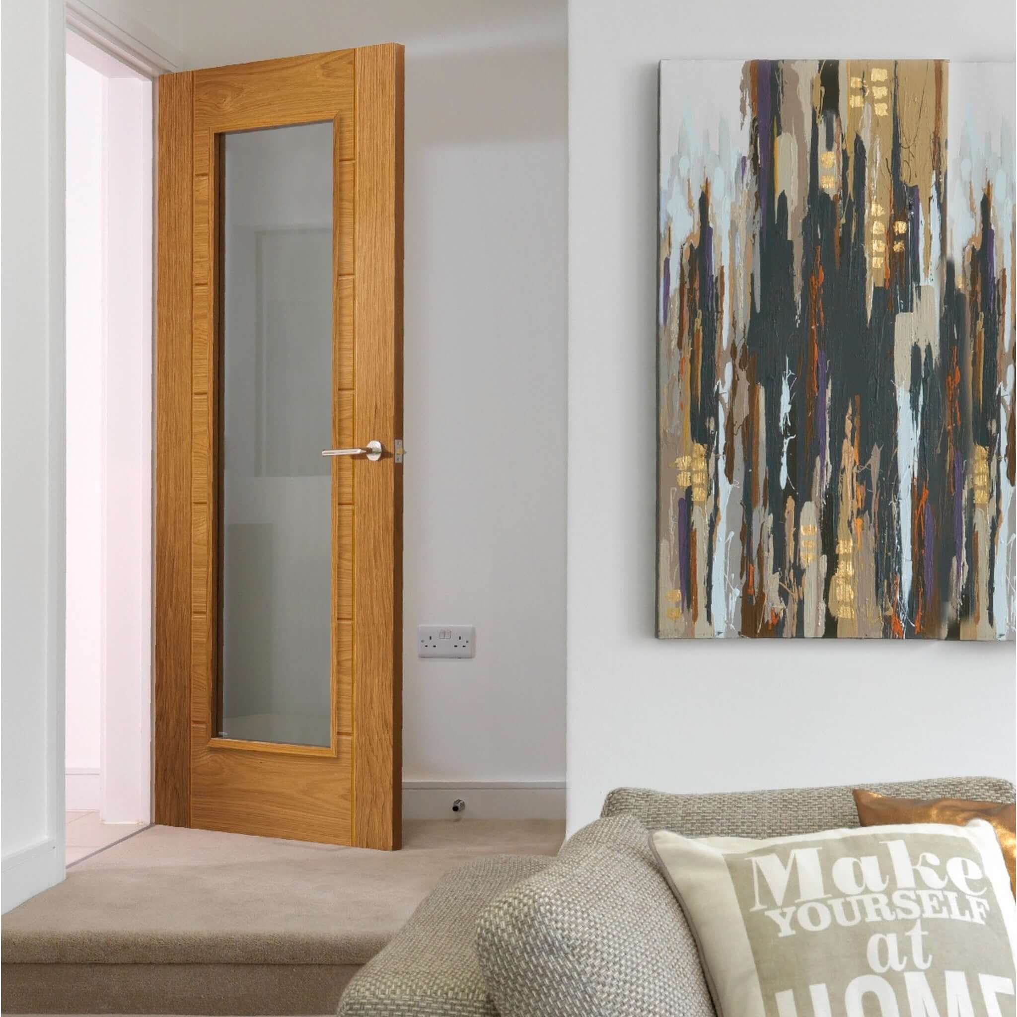 Palomino Unfinished Oak Glazed Internal Door - Image 2