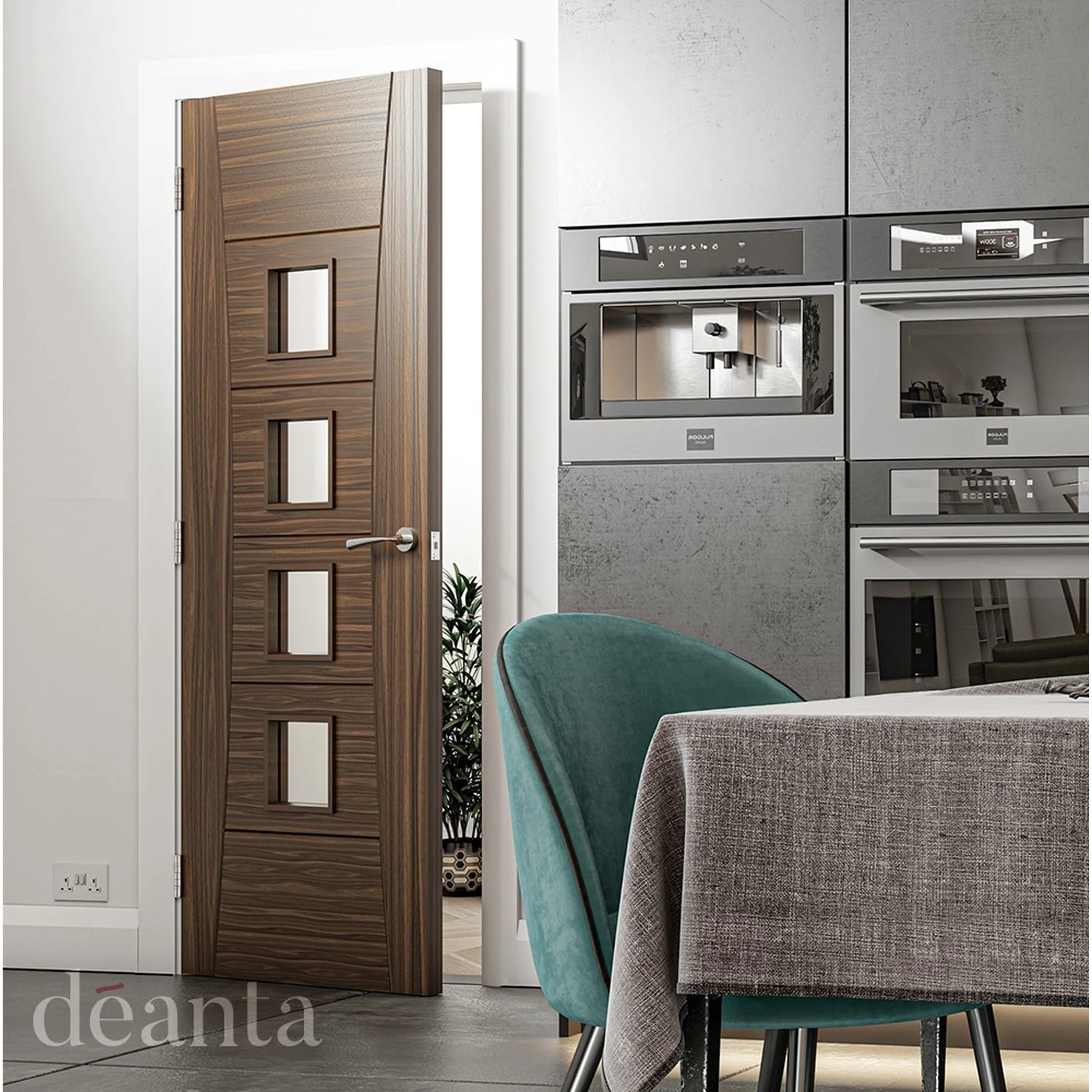Pamplona Glazed Prefinished Walnut Fire Door - Image 3