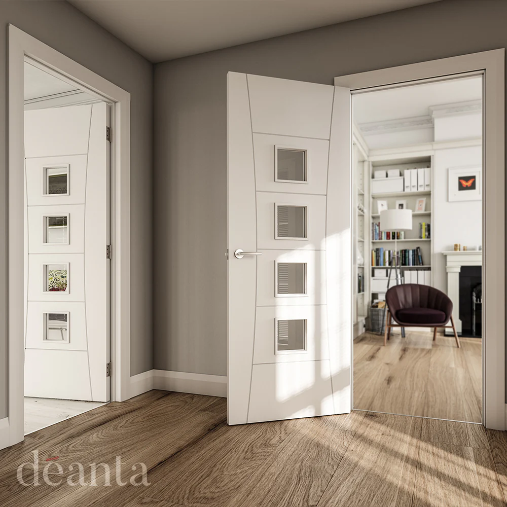 Pamplona White Primed Clear Glazed Door - Image 3