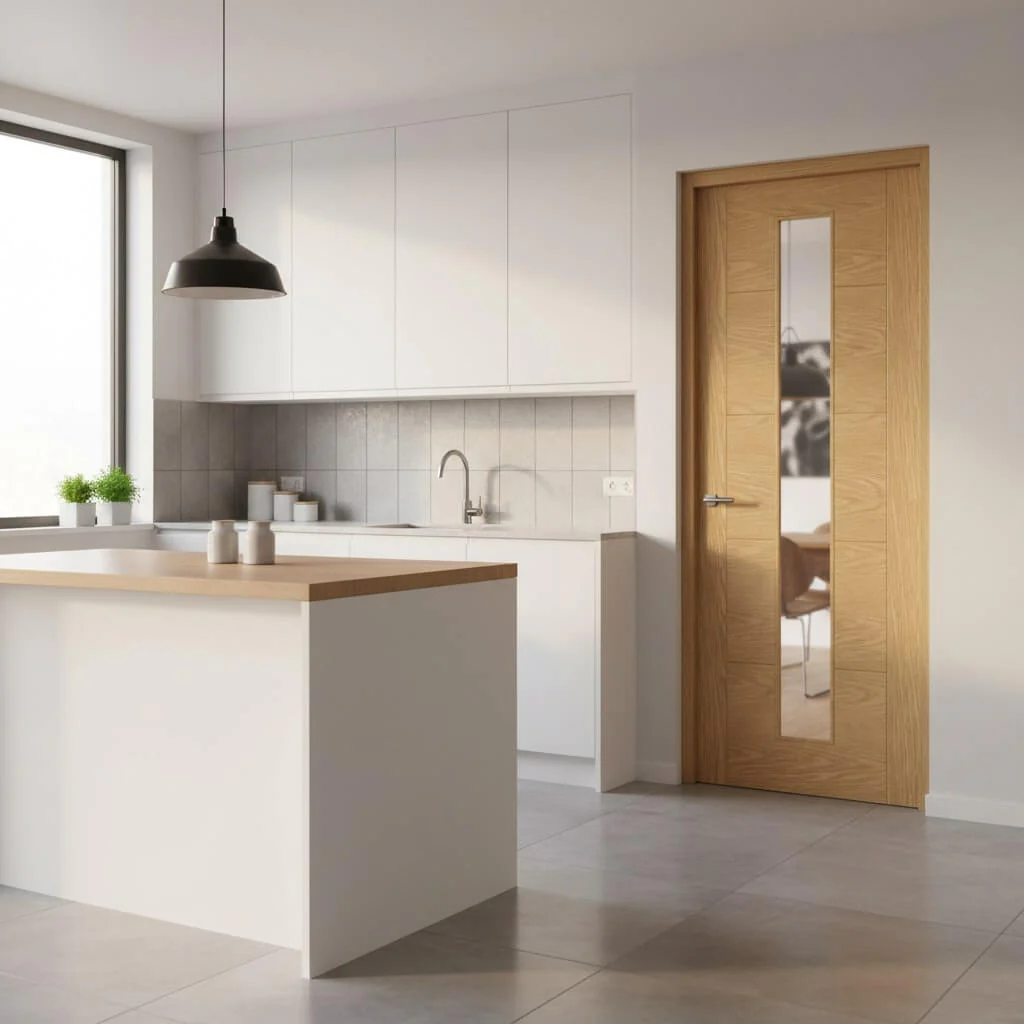 Parma Flush Oak Internal Glazed Door - Image 2