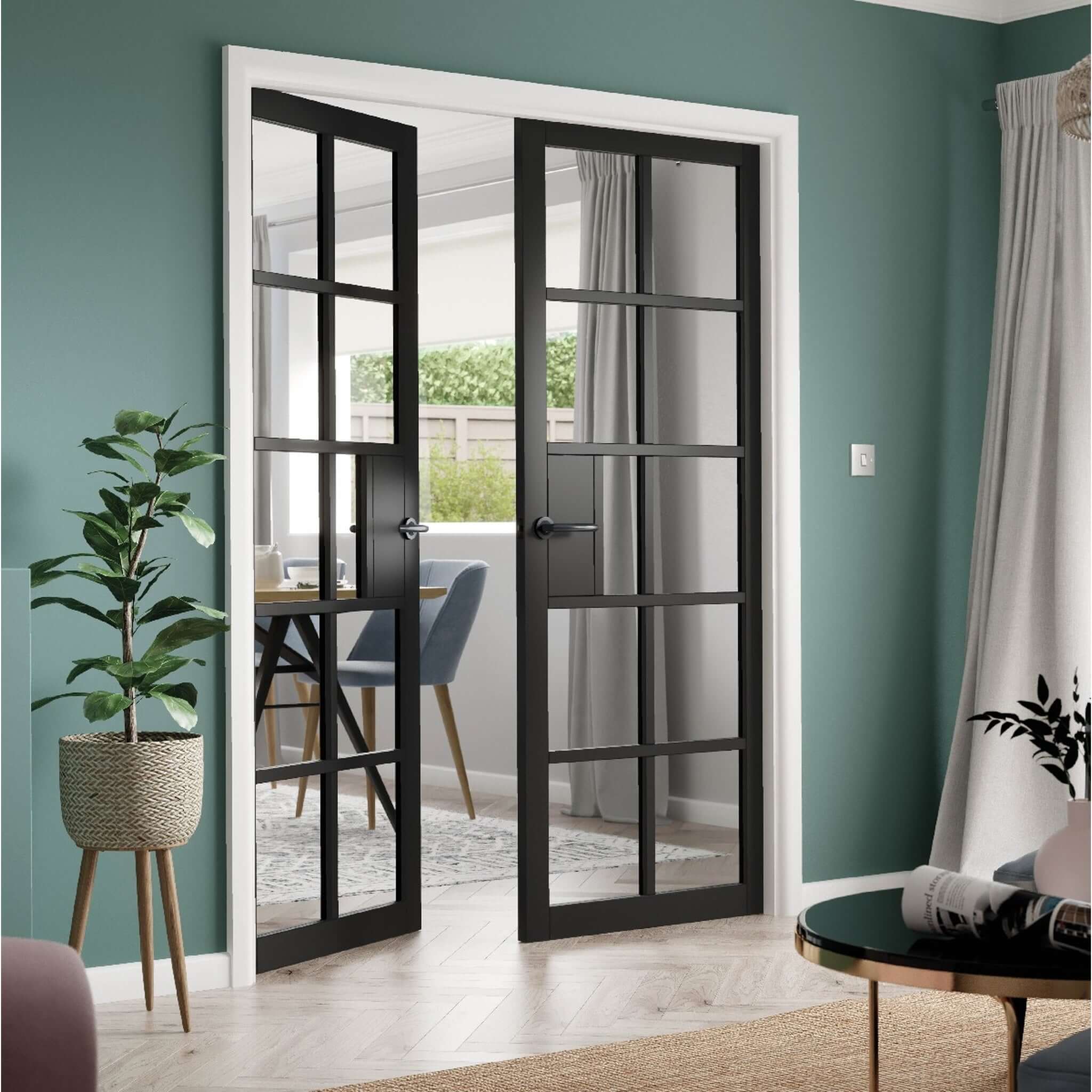Plaza Black Clear Glass Internal Door - Image 3