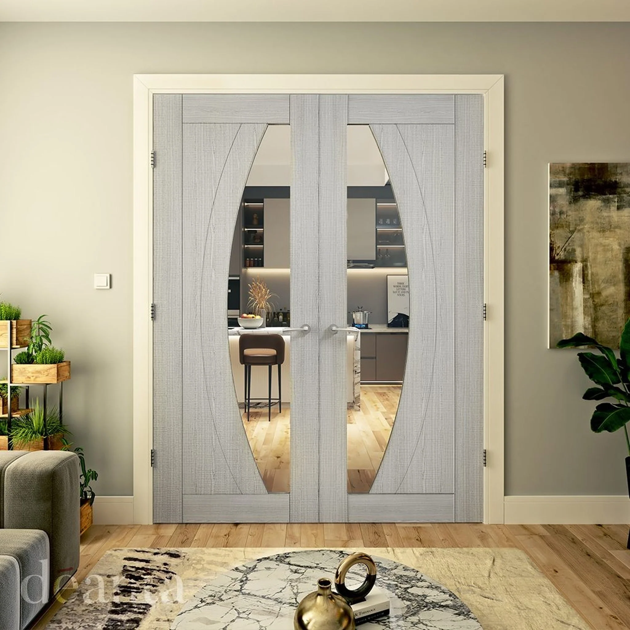 Ravello Prefinished Light Grey Ash Glazed Internal Door - Image 3