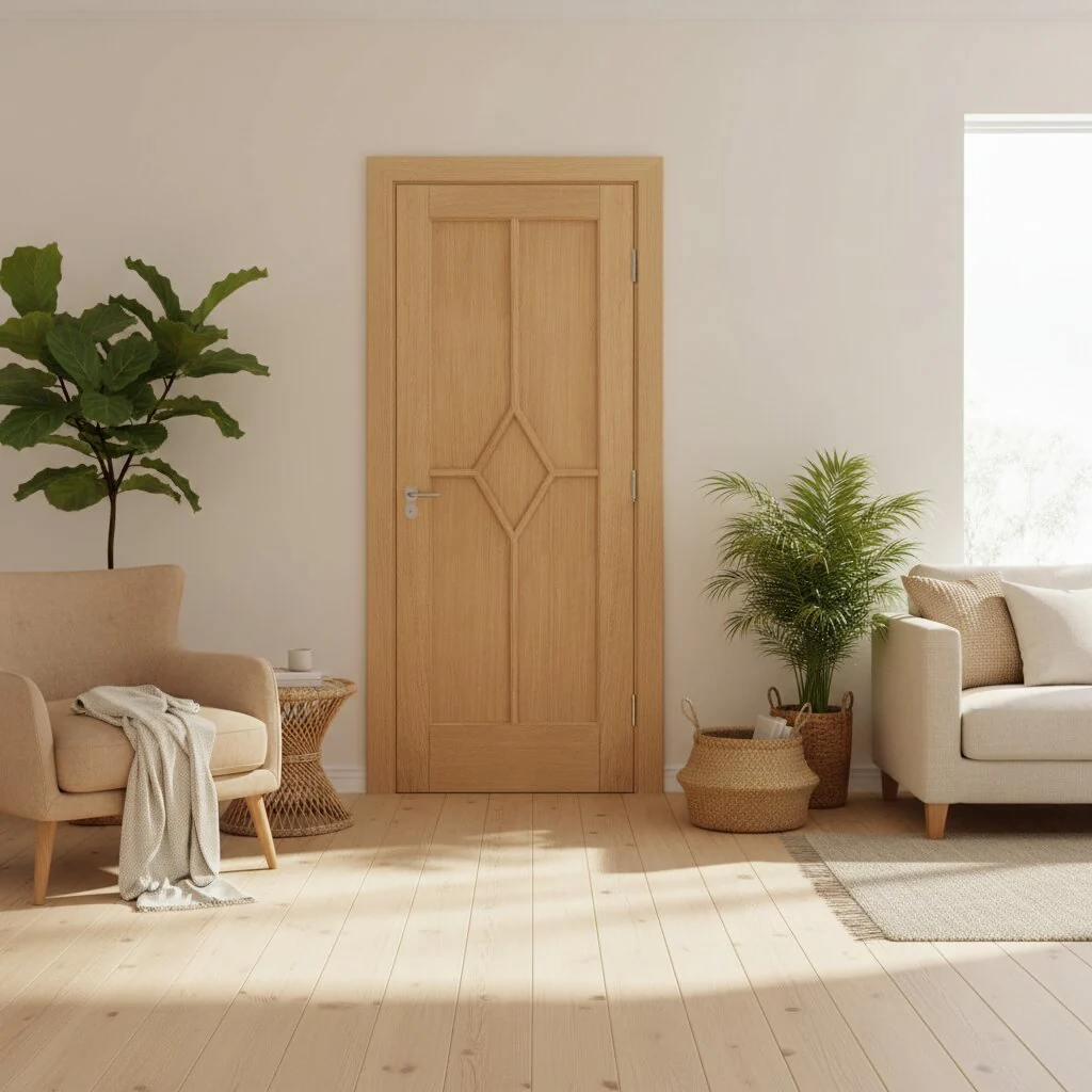Reims 5 Panel Diamond Prefinished Oak Internal Door - Image 2
