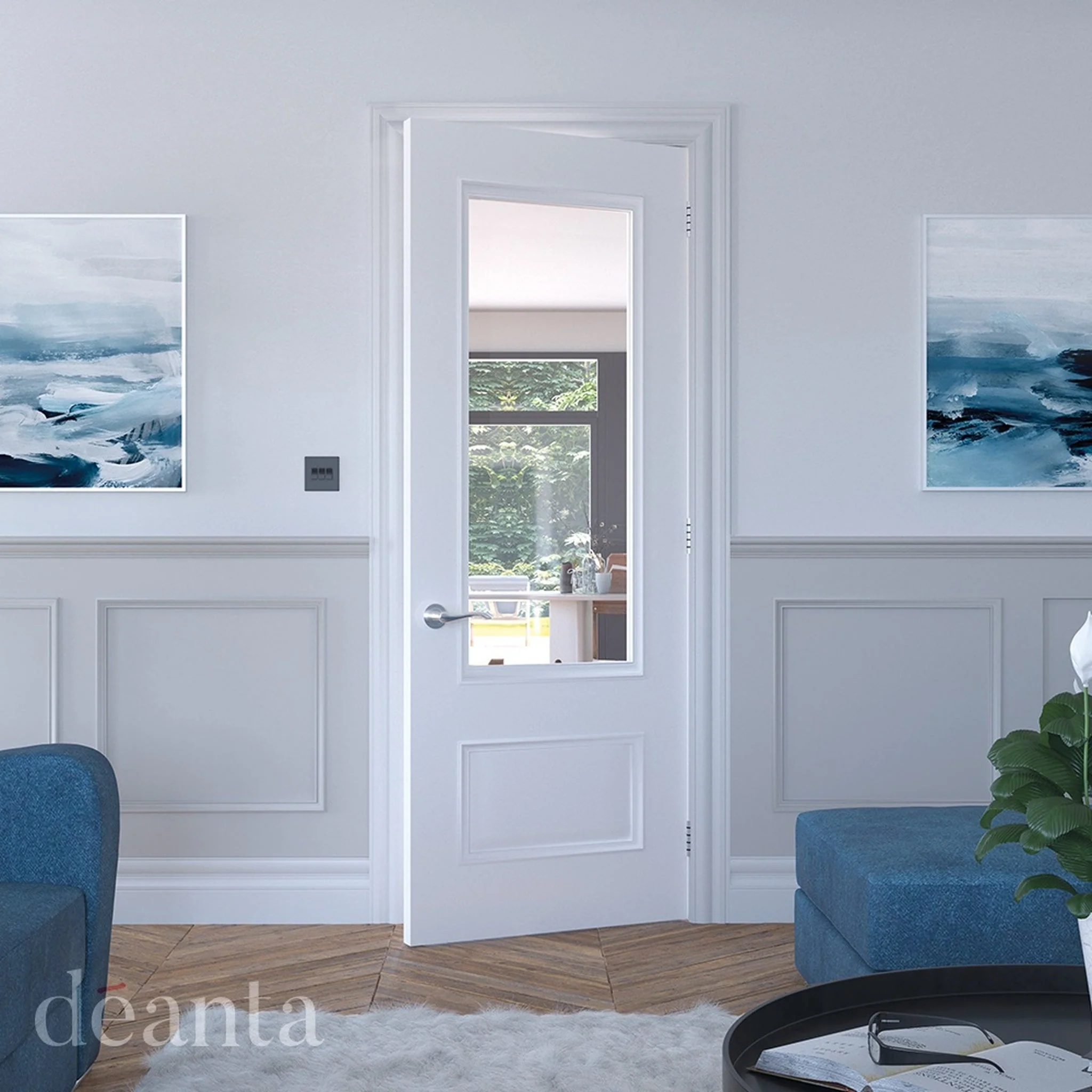 Sandringham White Primed Bevelled Glaze Door - Image 3