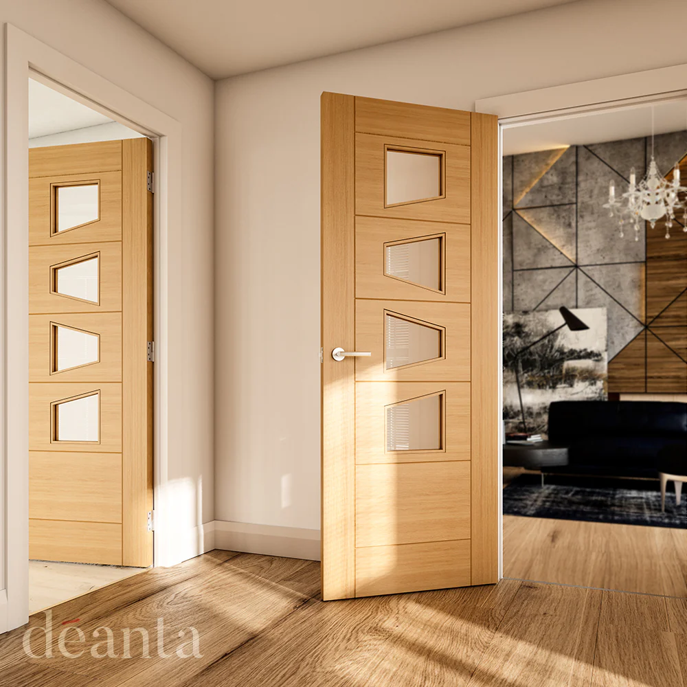 Seville Clear Glazed 4P (Straight) Prefinished Oak Door - Image 3