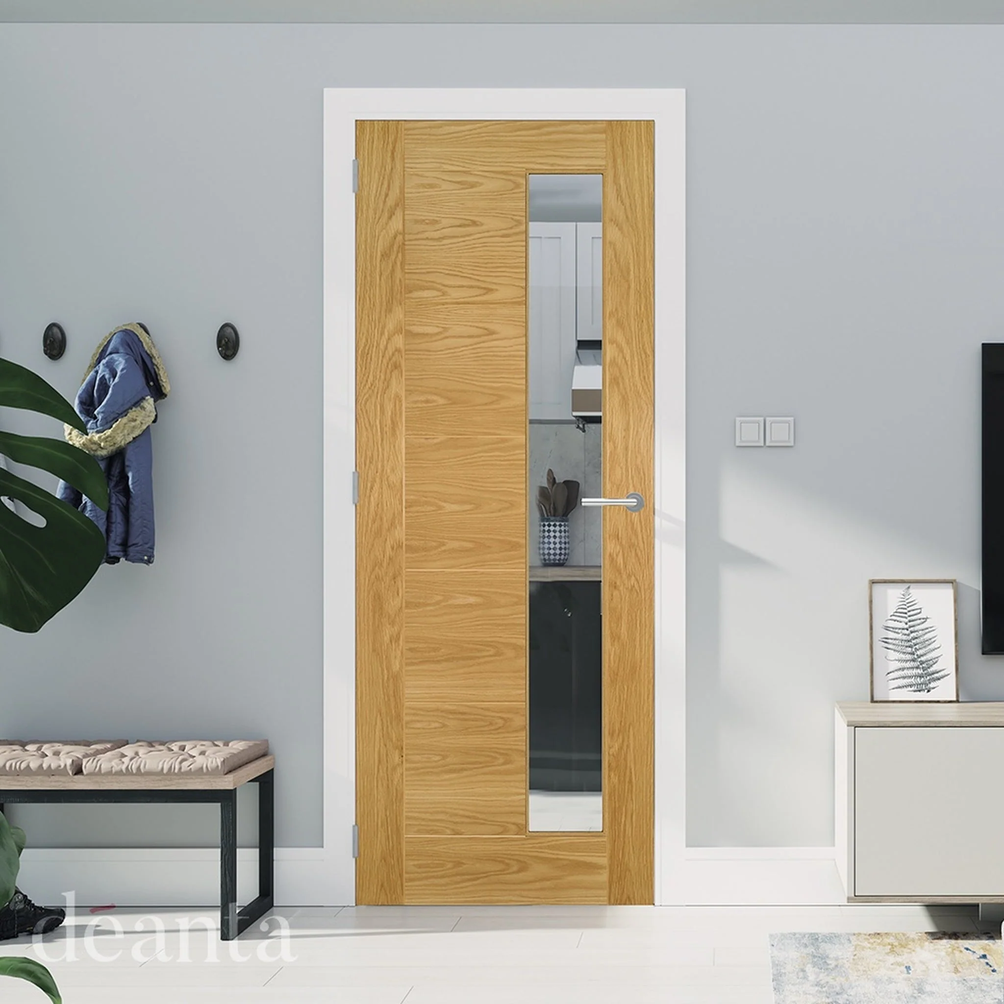 Seville Prefinished Oak 1SL Glazed Door - Image 3