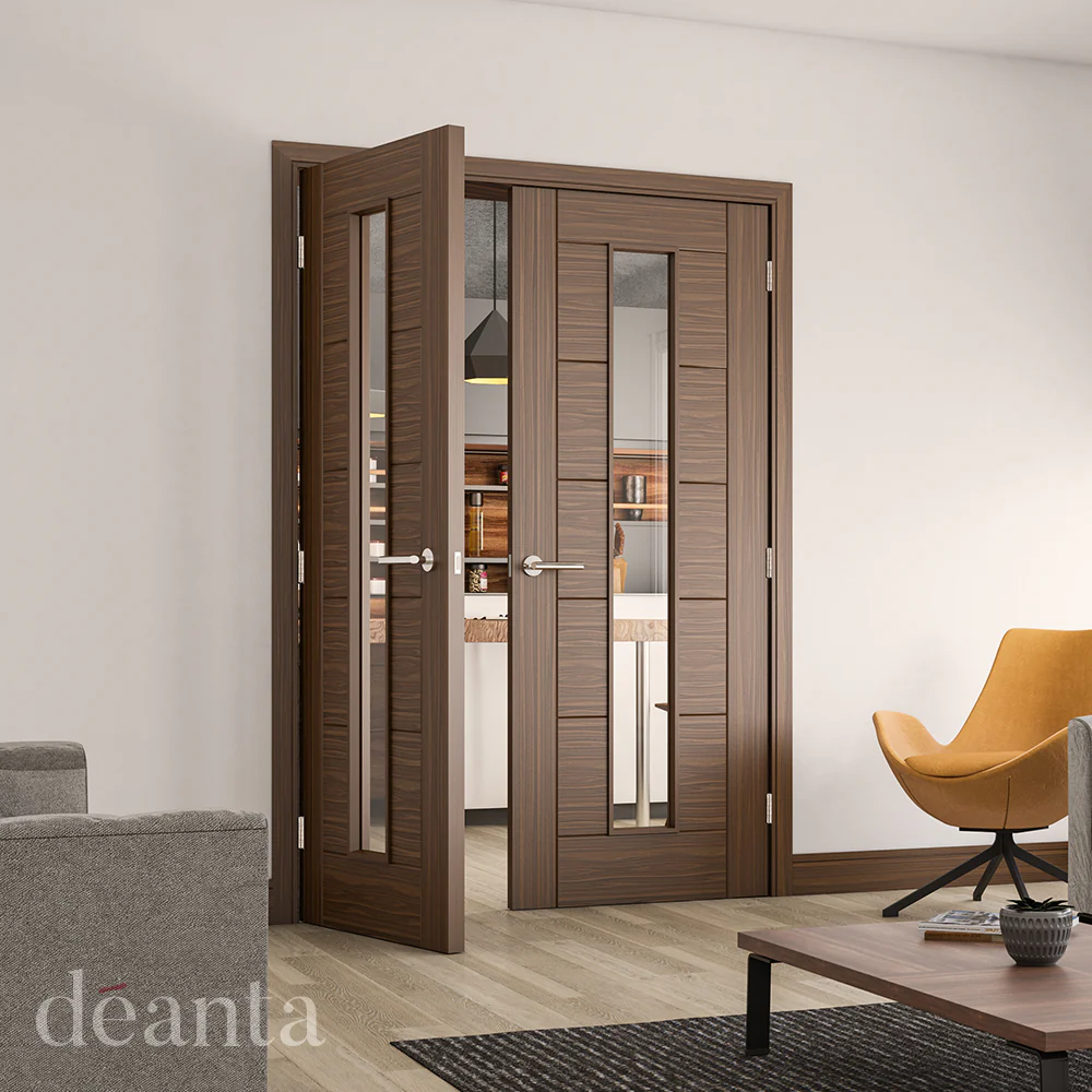 Seville Prefinished Walnut Glazed Internal Door - Image 3