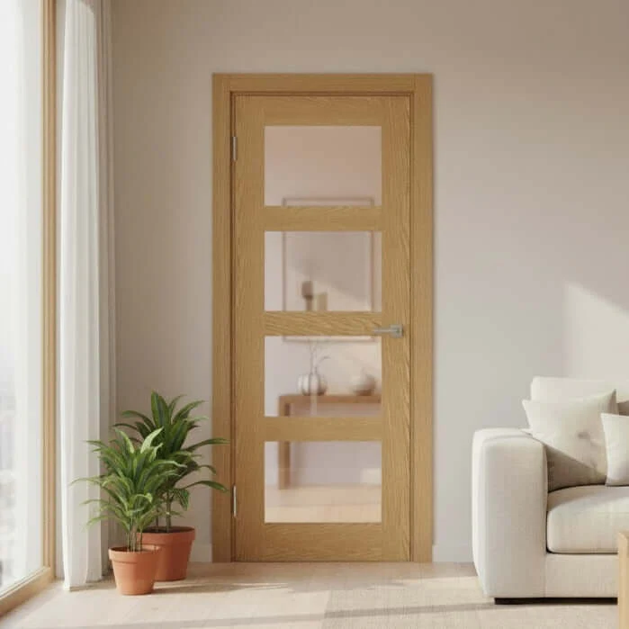 Shaker 4 Panel Oak Internal Glazed Door - Image 2