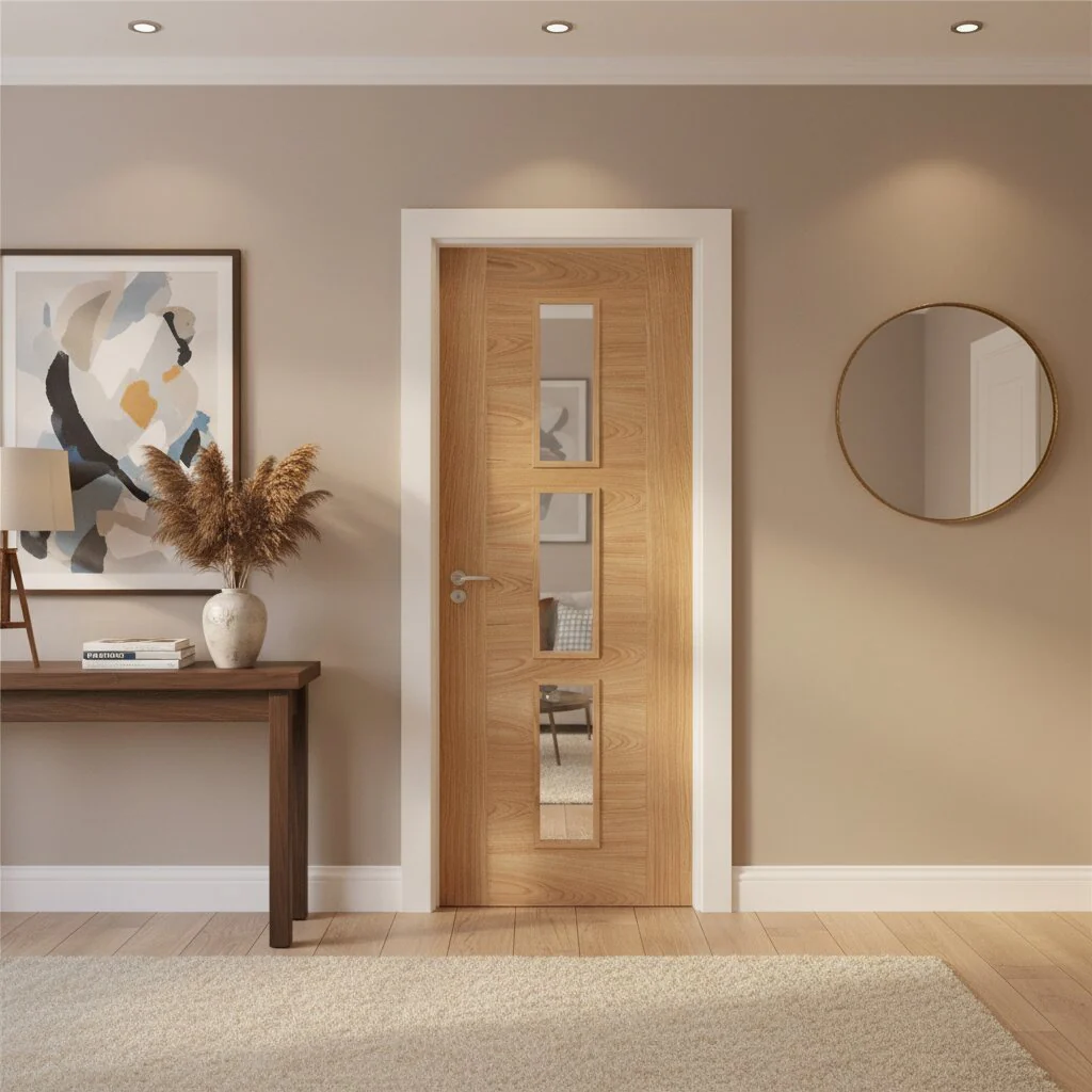 Sofia Prefinished Oak 3L Glazed Internal Door - Image 2