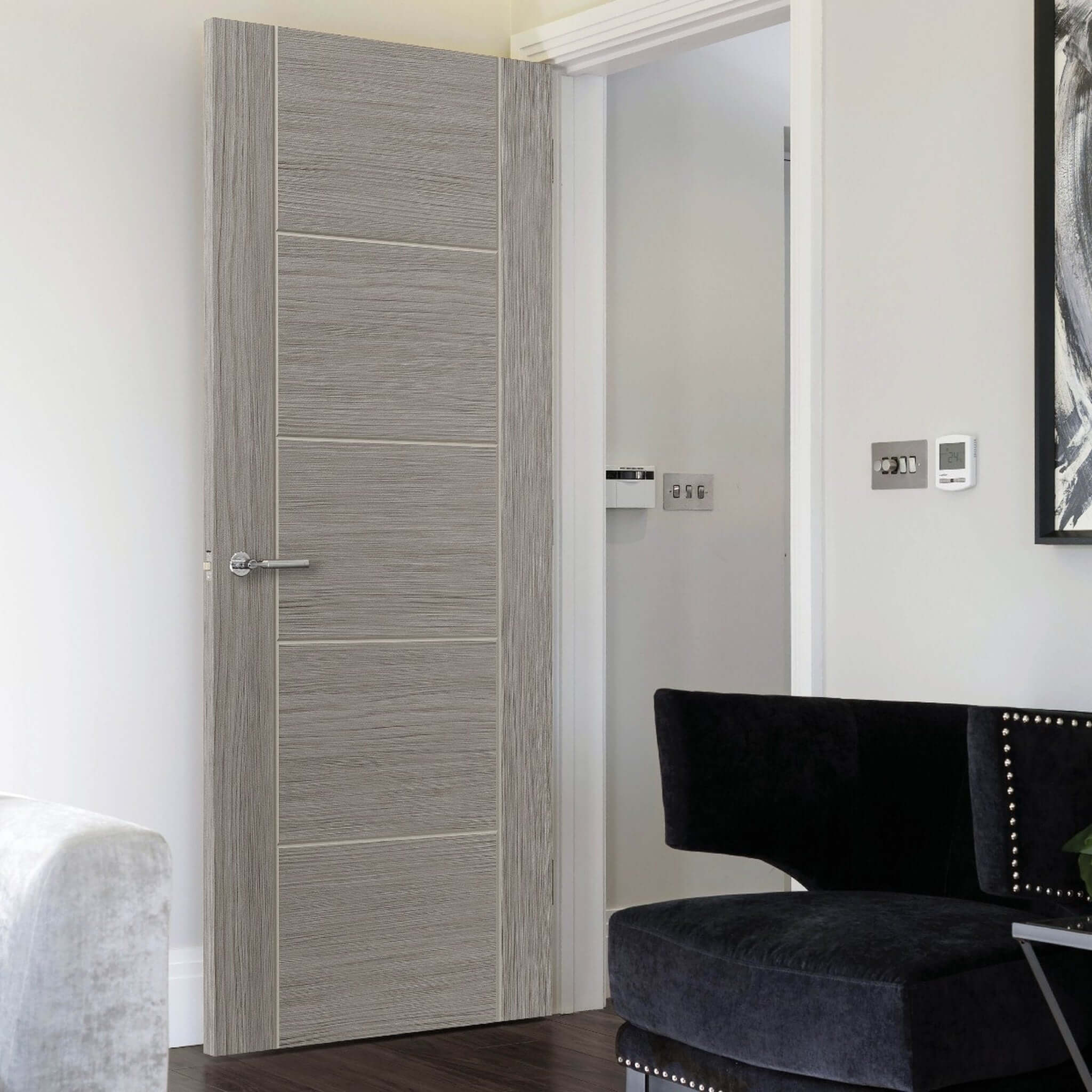 Tigris Lava Light Grey Laminate FD30 Fire Door - Image 2