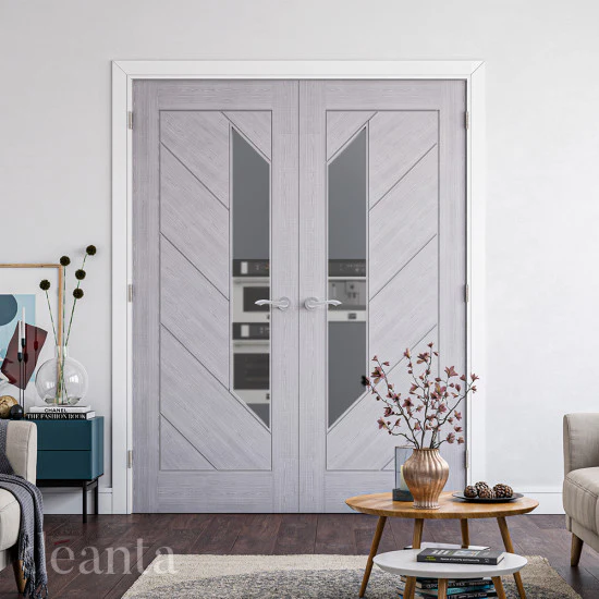 Torino Glazed Prefinished Light Grey Ash Fire Door - Image 3