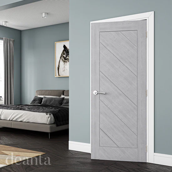 Torino Prefinished Light Grey Ash Fire Door - Image 3