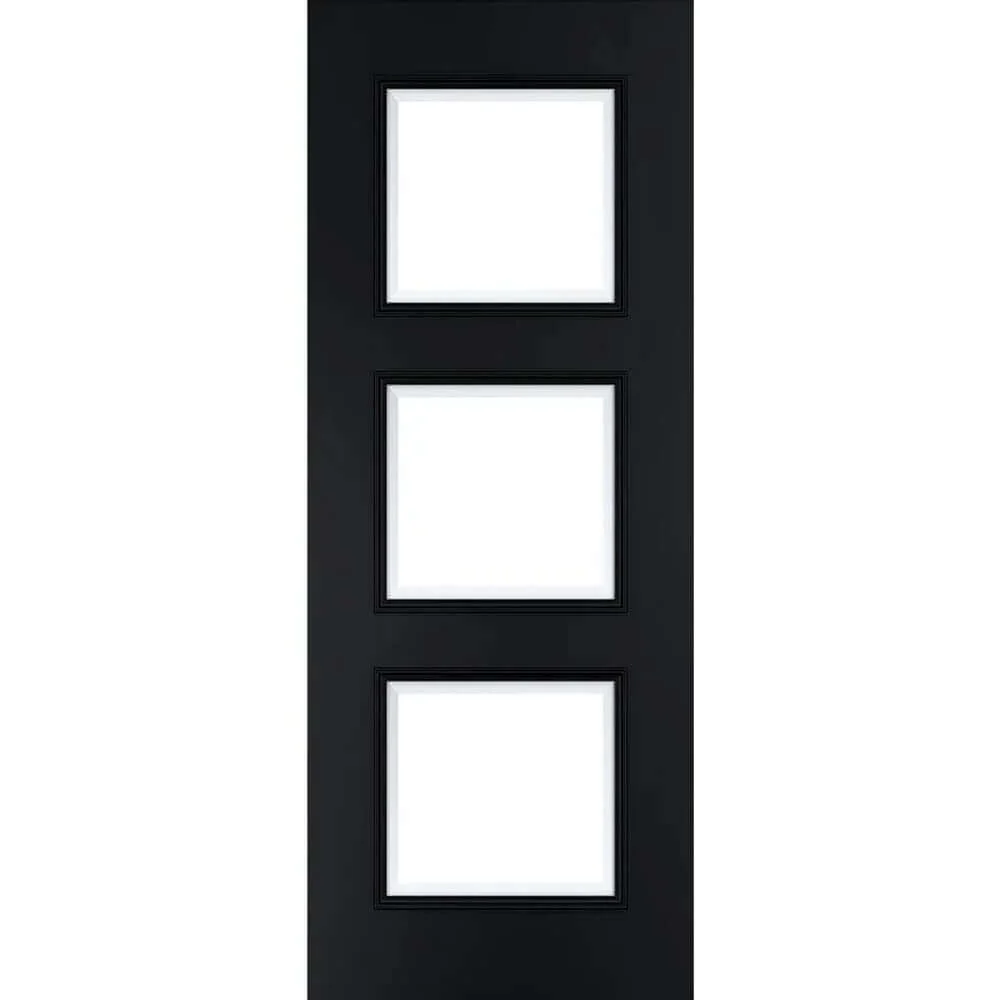Trinity Black Prefinished Bevelled Glazed Internal Door