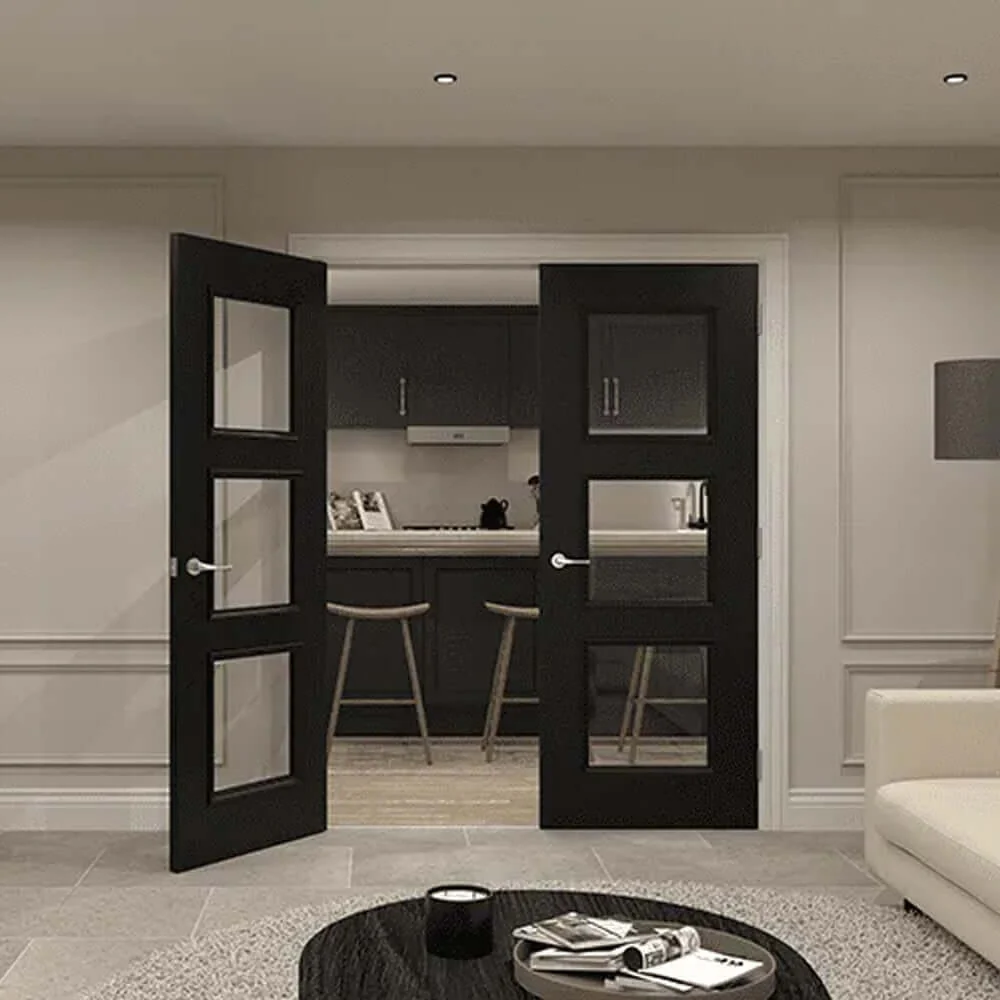 Trinity Black Prefinished Bevelled Glazed Internal Door - Image 3