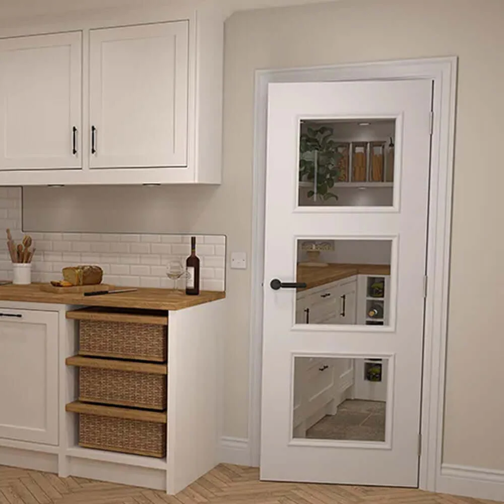 Trinity White Primed Bevelled Glazed Door - Image 3